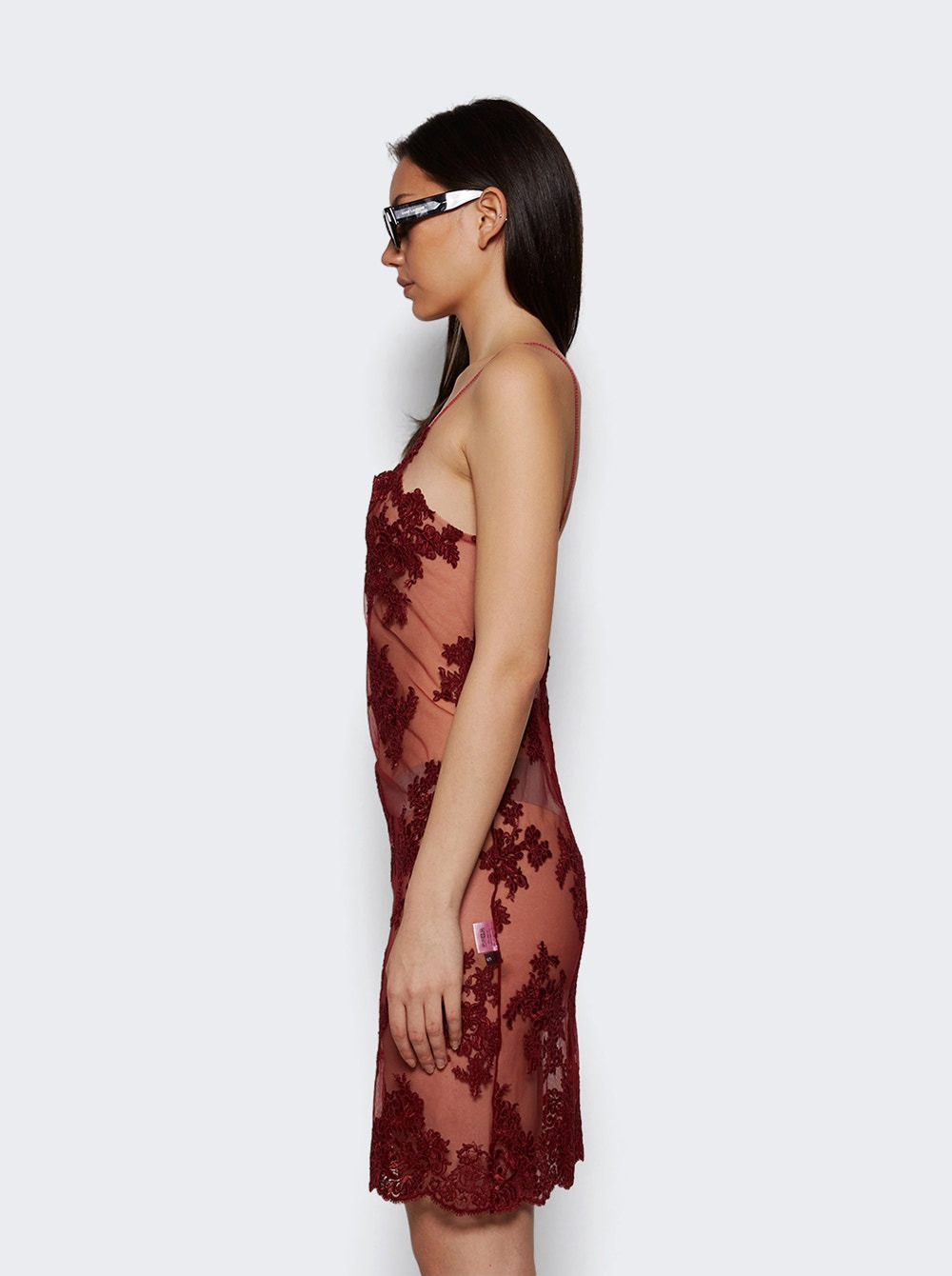 Lace Slip Dress Red - 3