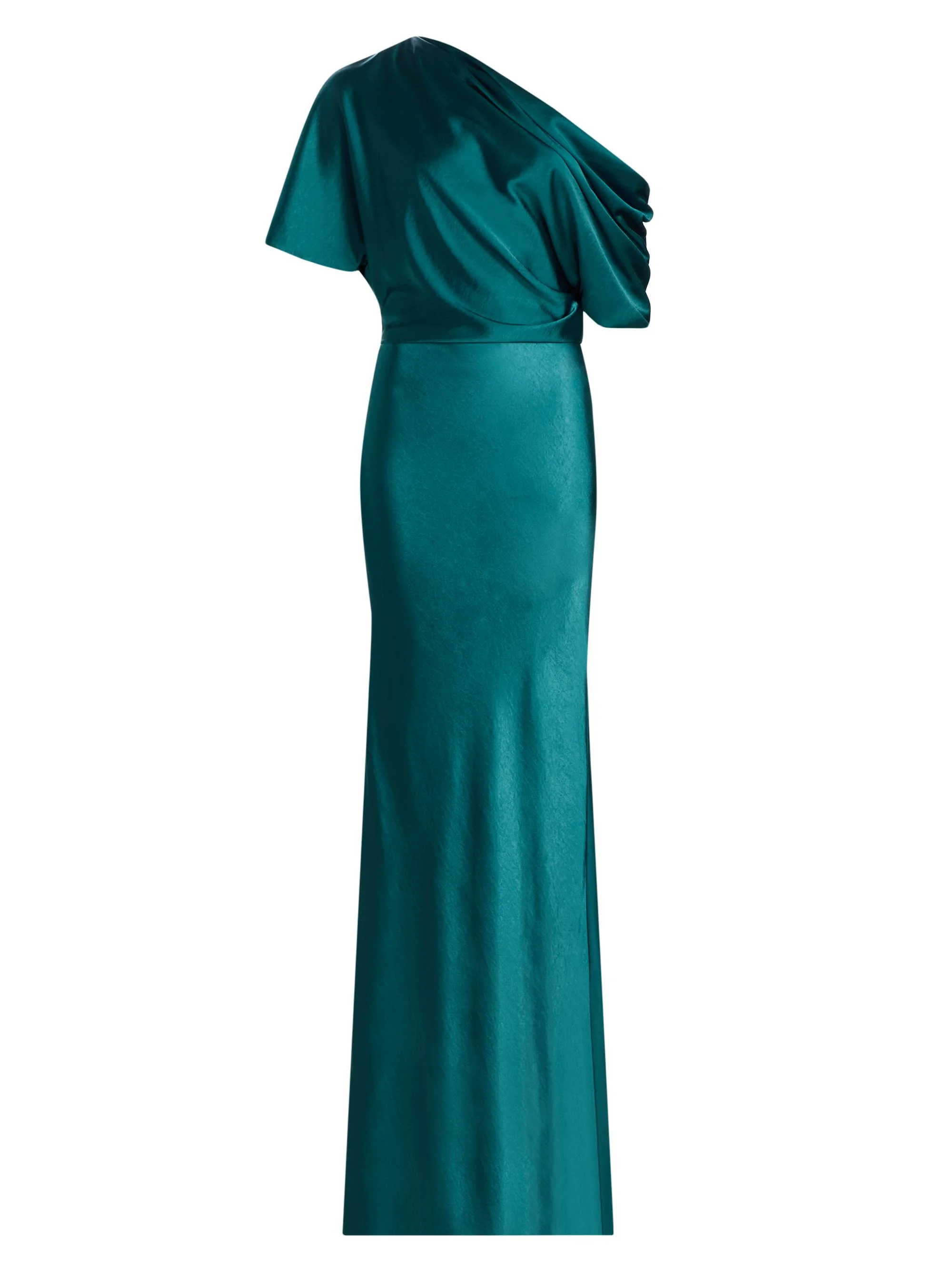 Women's Satin Dolman Mermaid Gown - Ocean - 1
