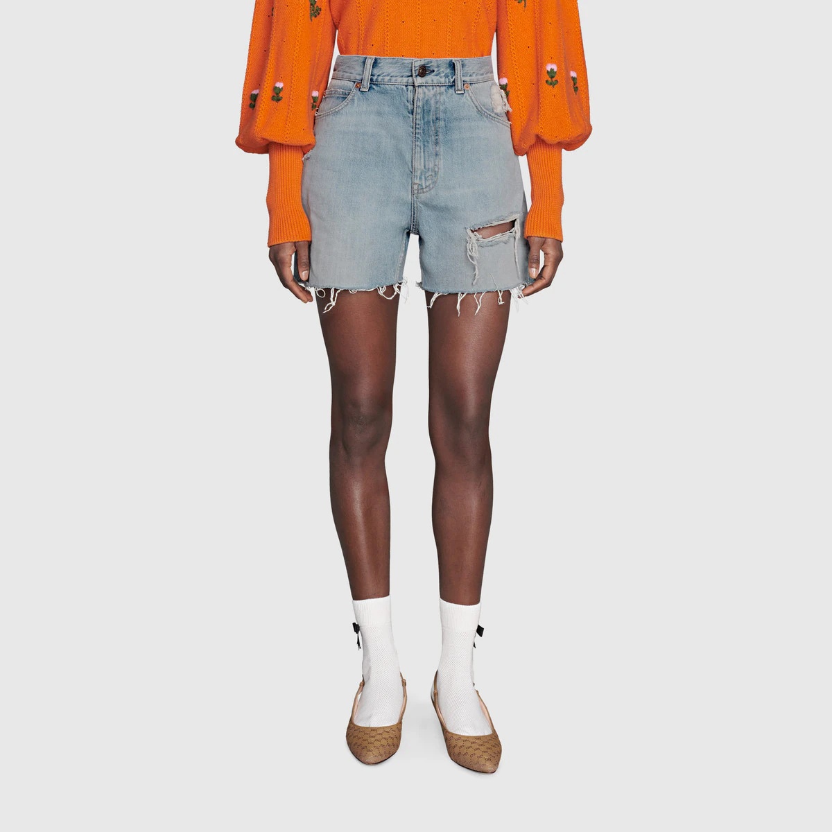 Eco washed organic denim shorts - 3