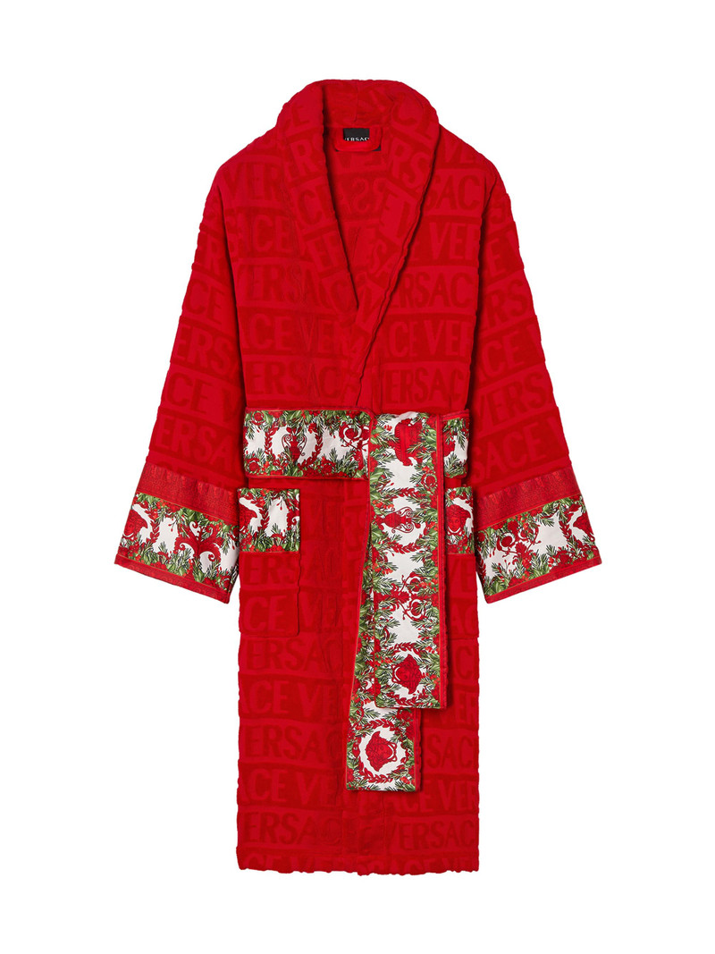 Men's Christmas Barocco Cotton Robe - Red 1