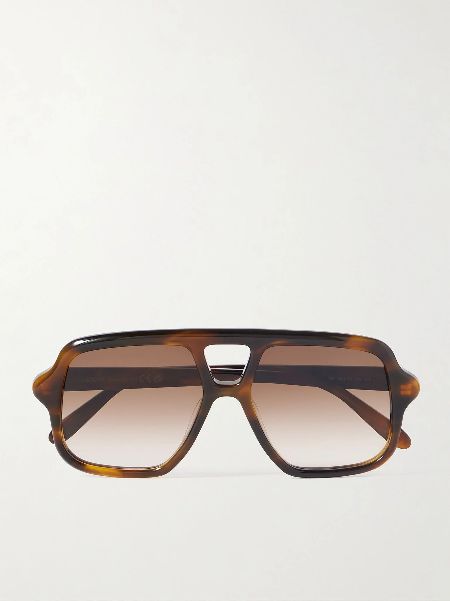 Slim Havana Double-Bridge Aviator-Style Acetate Sunglasses Tortoiseshell - 1