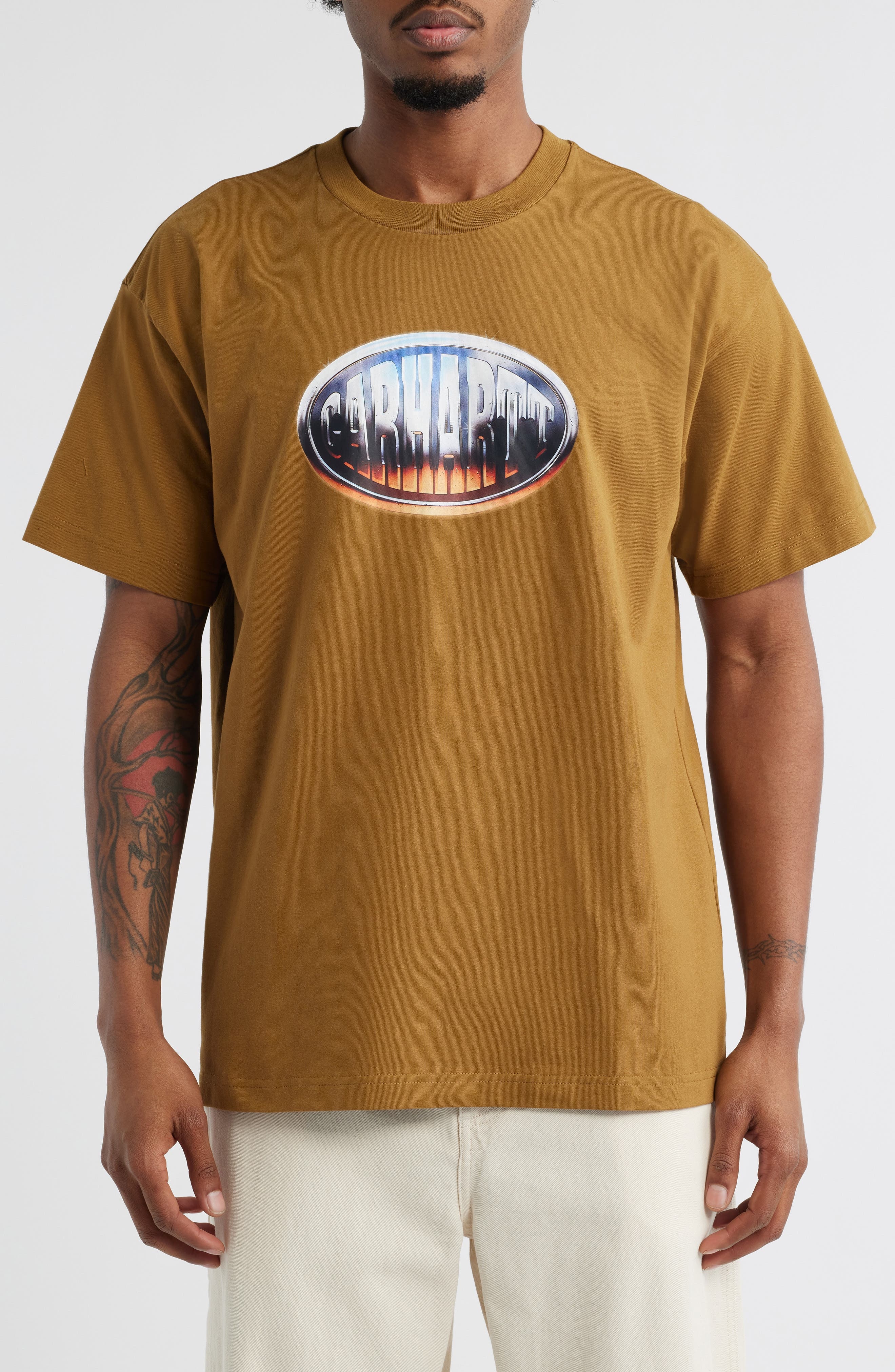 Carhartt Work In Progress Big Time Organic Cotton Logo Graphic T-Shirt in Fossil at Nordstrom - 1