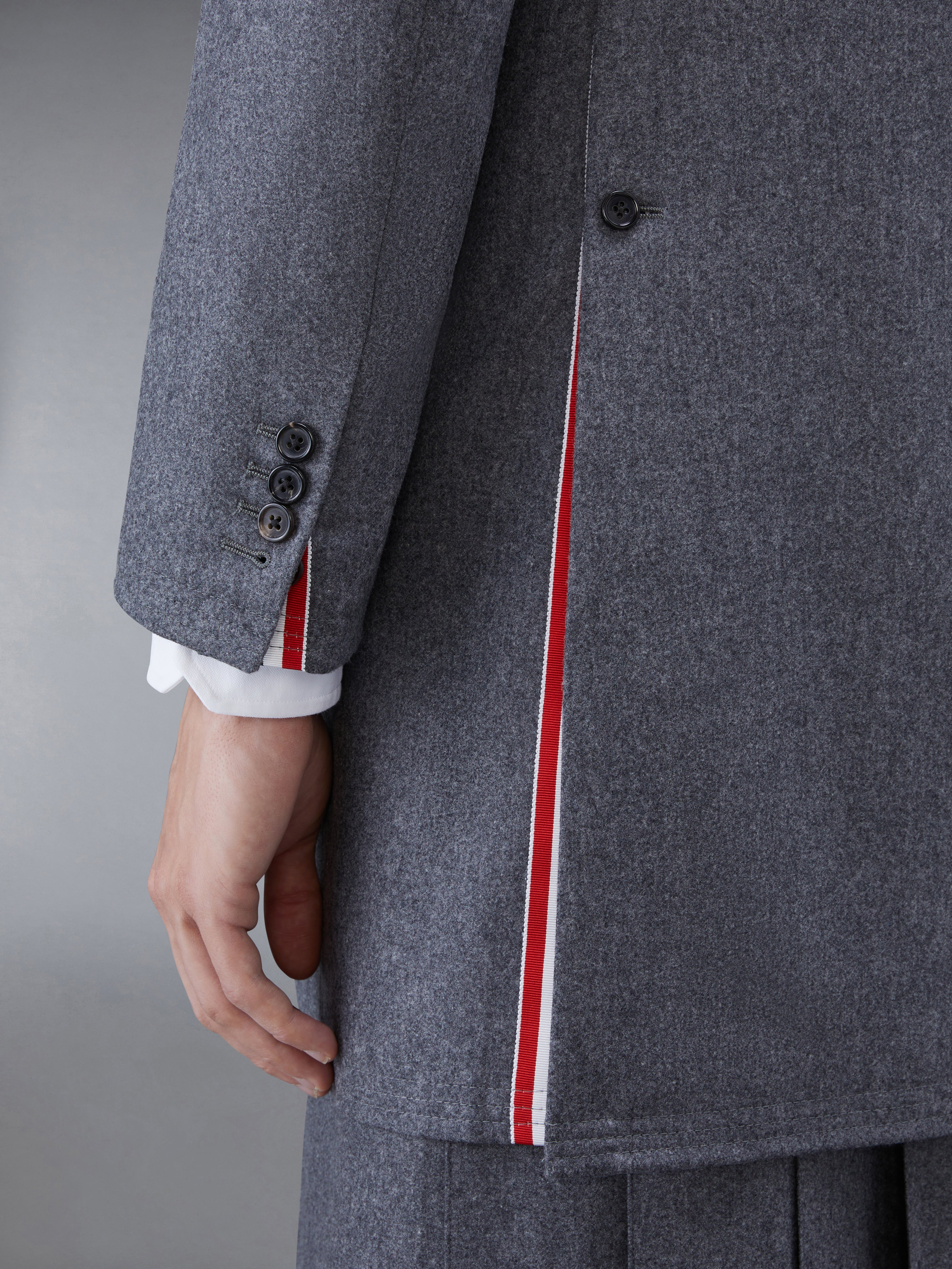 Medium Grey Wool Cashmere Flannel Tonal 4-Bar Classic Chesterfield Overcoat - 6