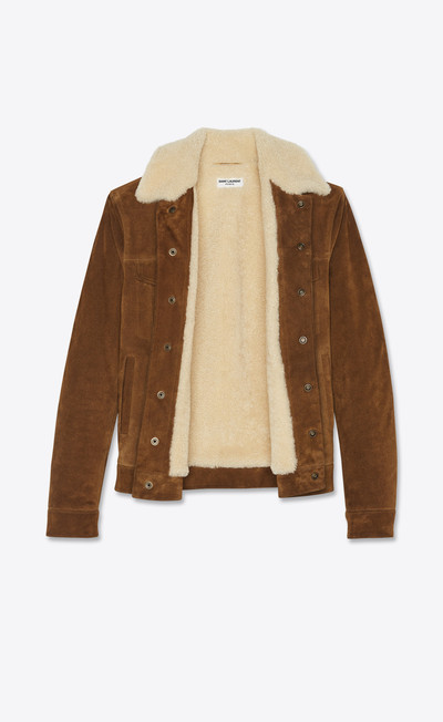 SAINT LAURENT short jacket in suede and shearling outlook