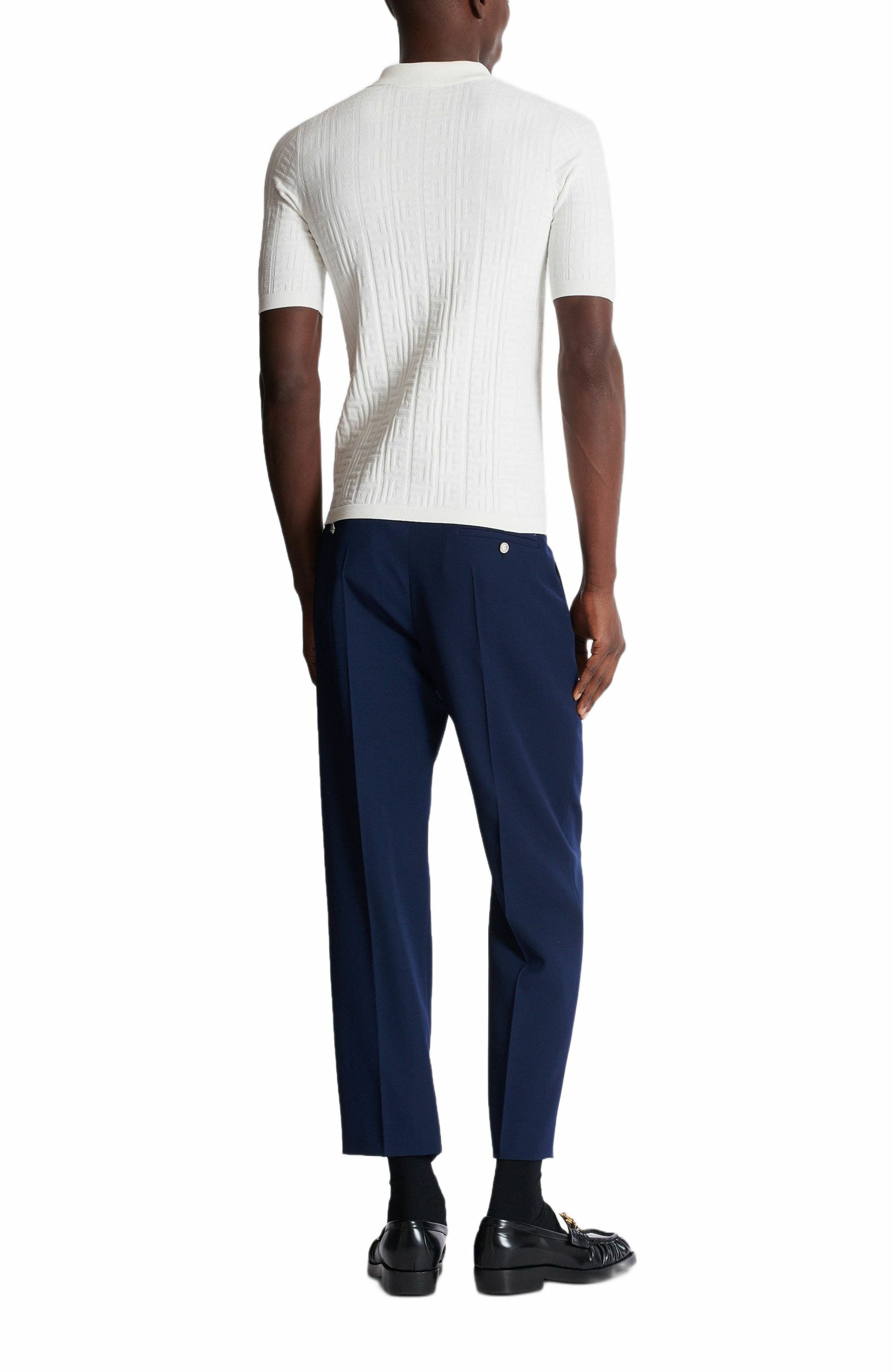 Balmain Monogram knit polo shirt in White at Nordstrom - 3