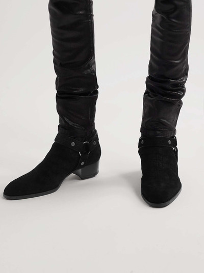 SAINT LAURENT Wyatt 40 Croc-Effect Suede Boots outlook