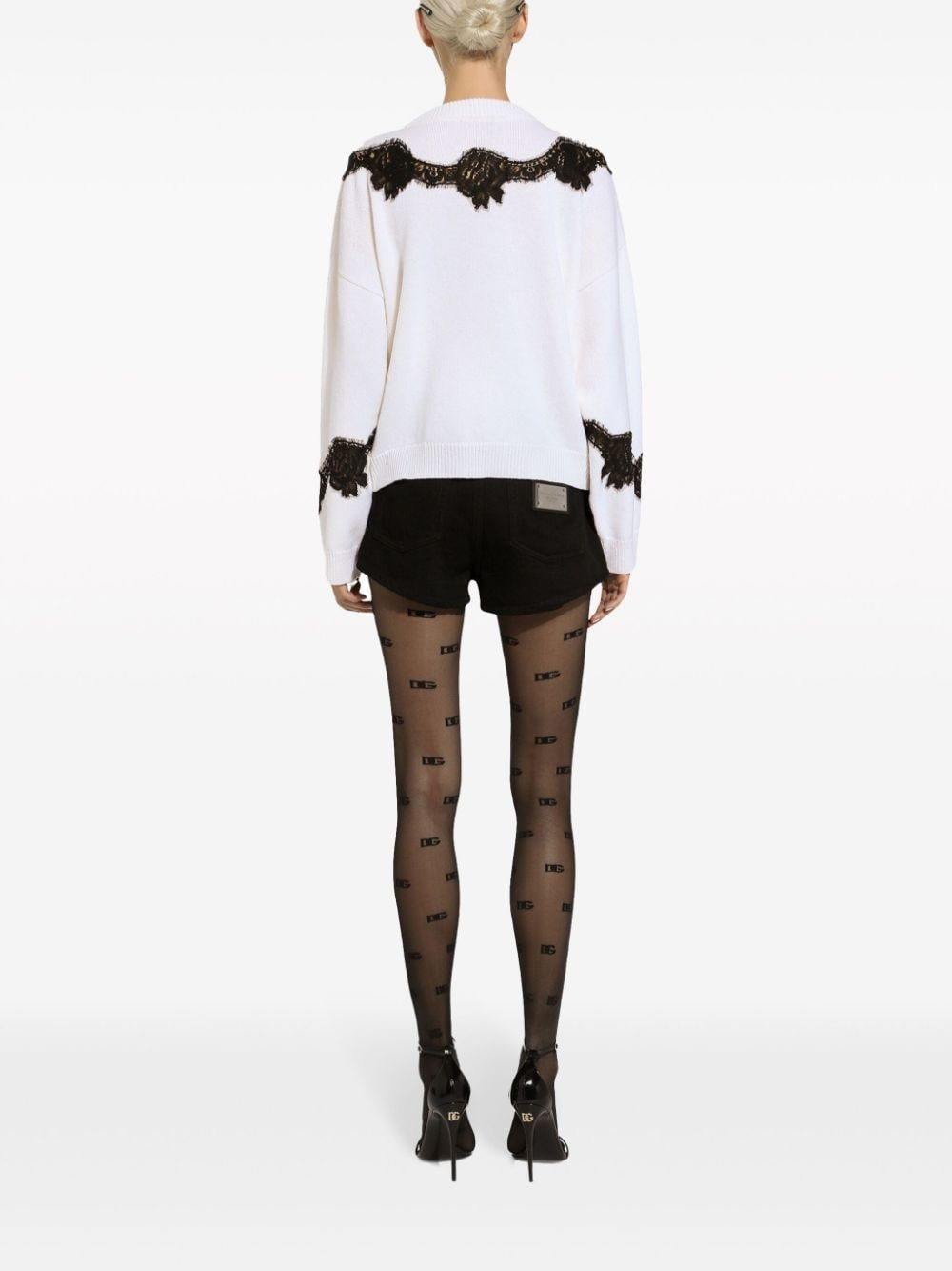 lace-insert jumper - 4