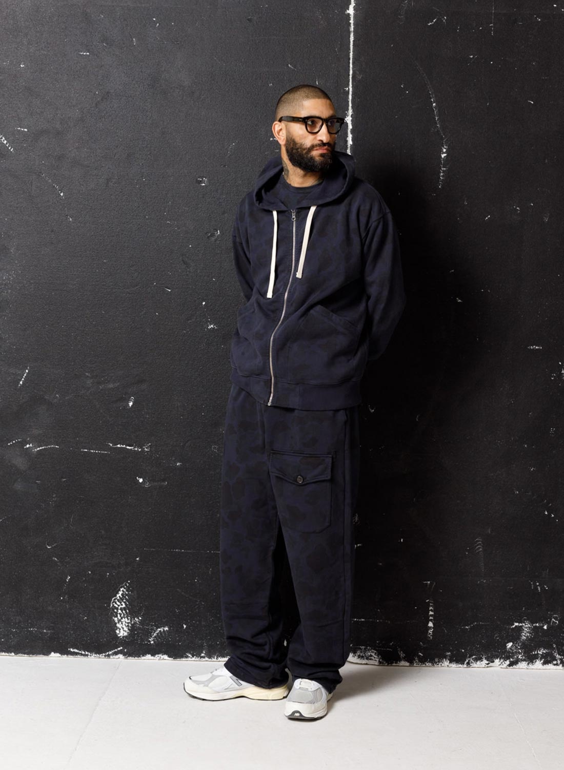Embroidered Arrow Zip Hoodie in Overdyed Camo - 4