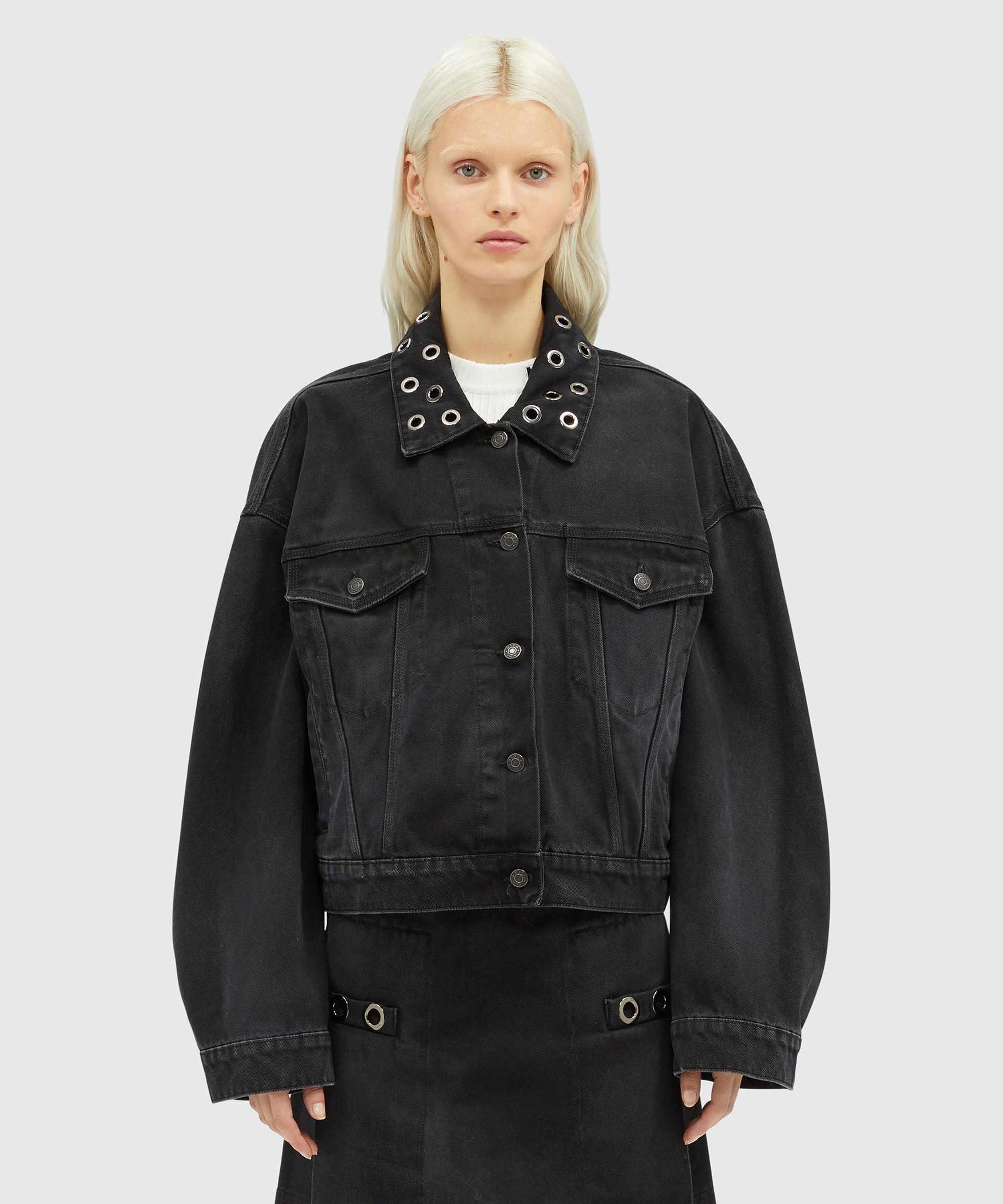 Pre-washed effect denim jacket with studs - 2