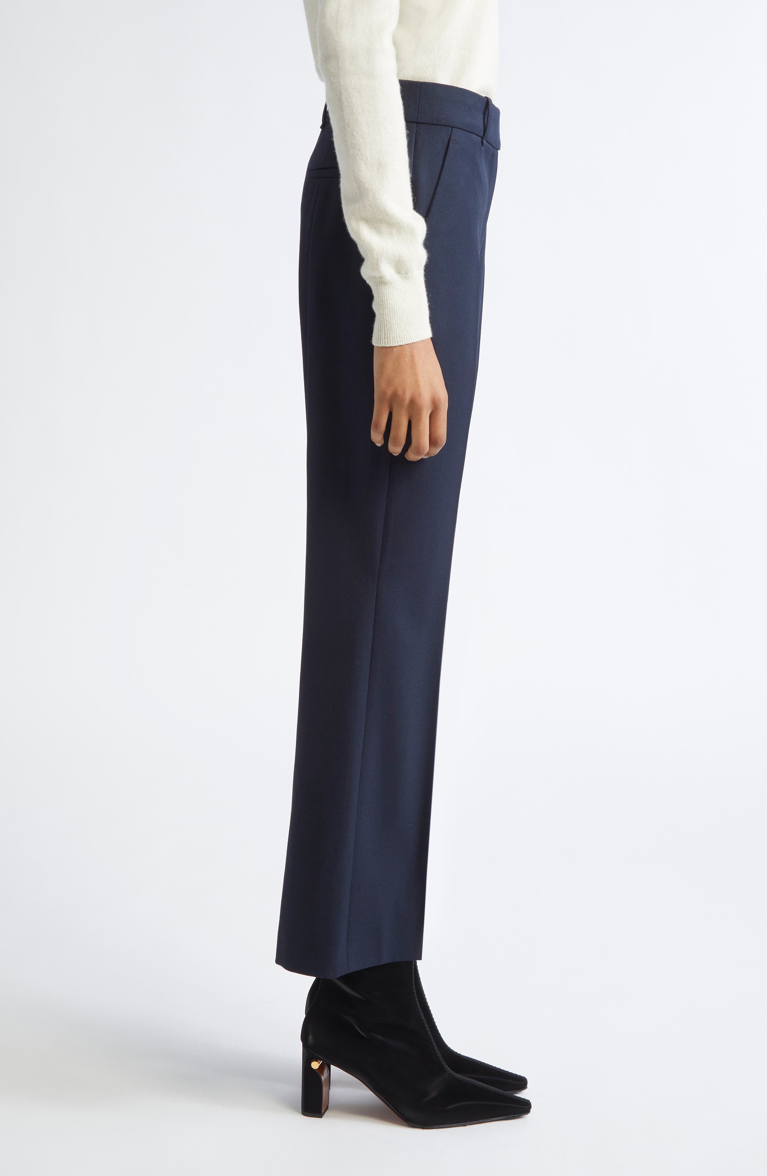 McQueen Wool Cavalry Twill Straight Leg Pants in Navy at Nordstrom - 3