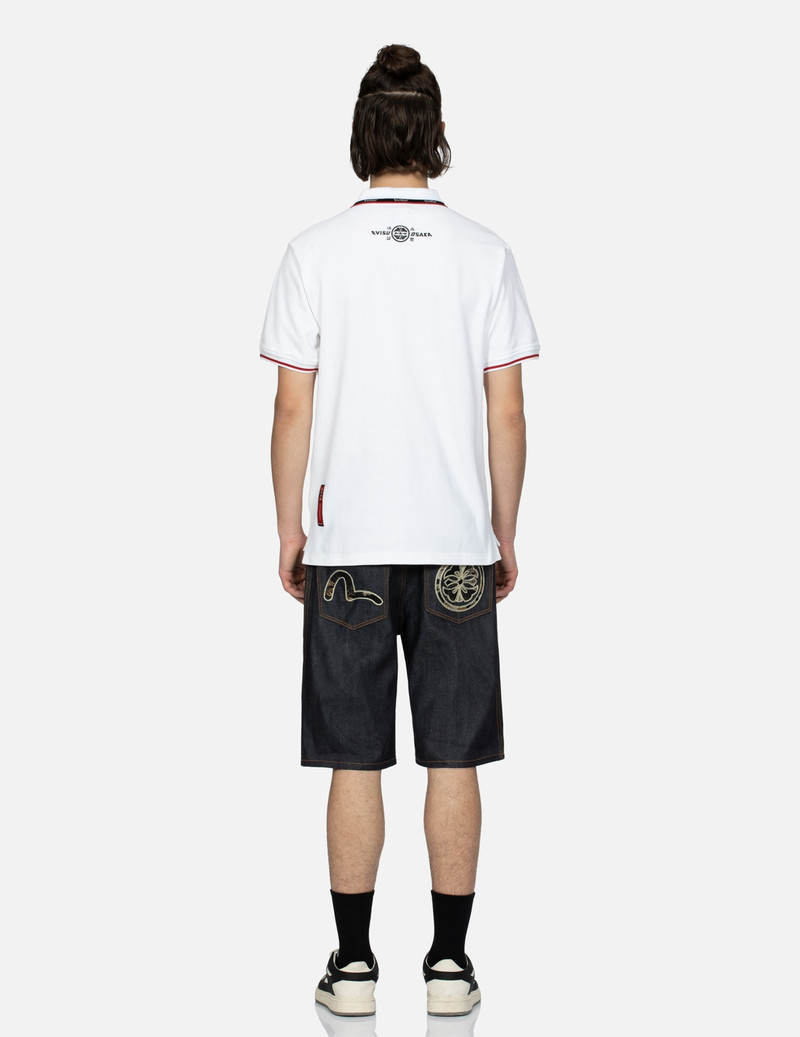 BROCADE SEAGULL AND KAMON APPLIQUÉ DENIM SHORTS 5