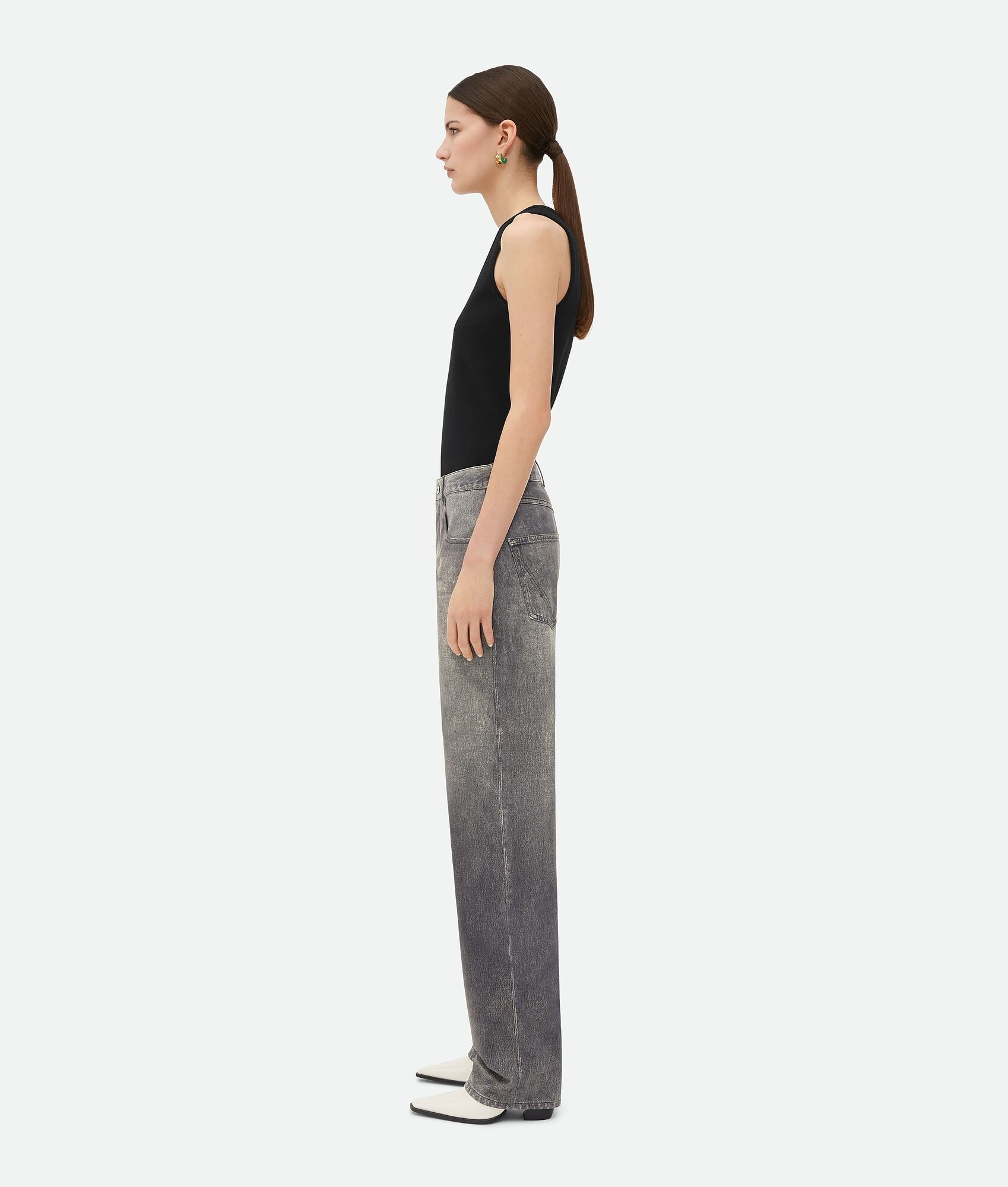 Printed Leather Boyfriend Fit Denim - 2