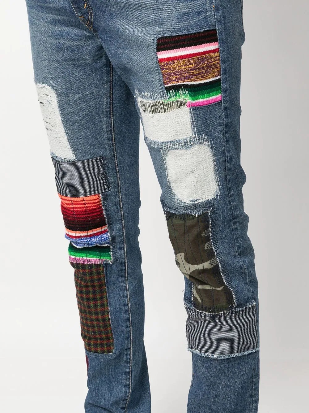 patchwork-detail slim-fit jeans - 6
