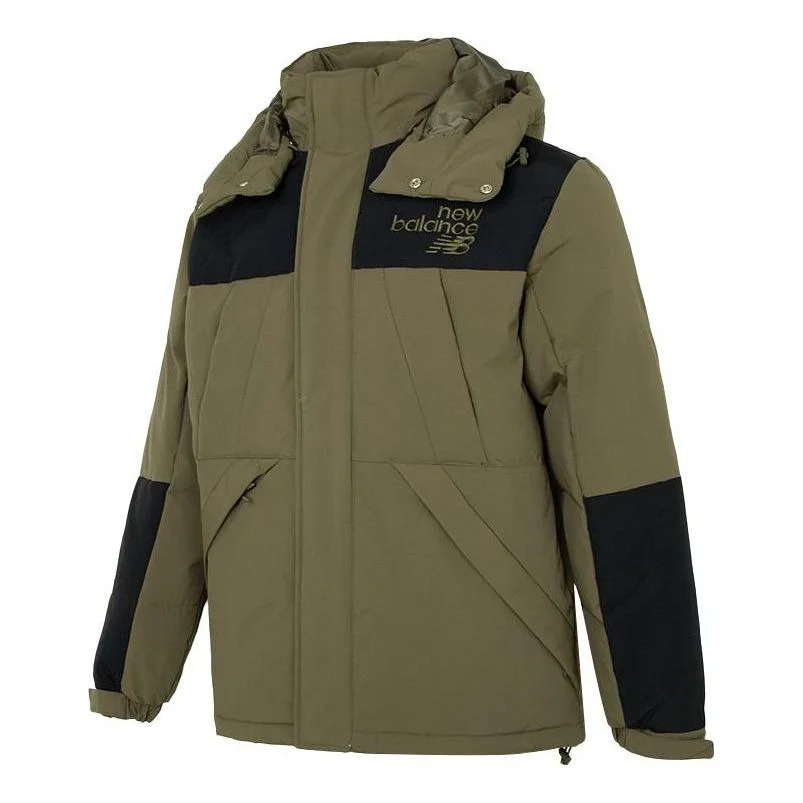 New Balance Windproof Hooded Down Jacket 'Military Green' AMJ24377-DMO - 1