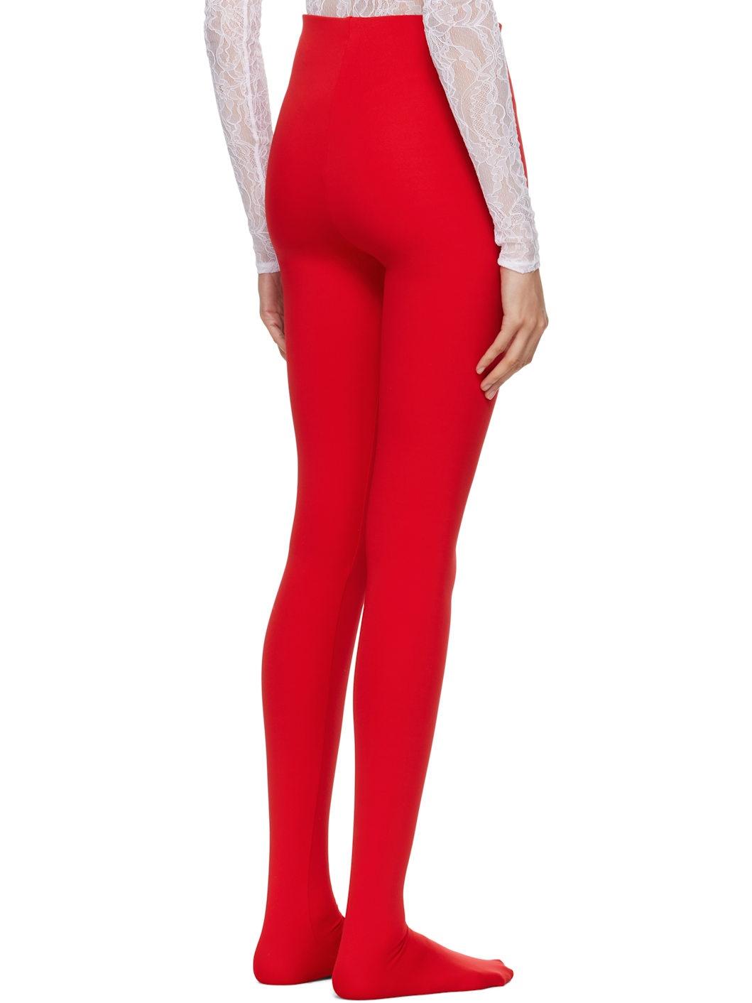 Red Opaque Leggings - 3