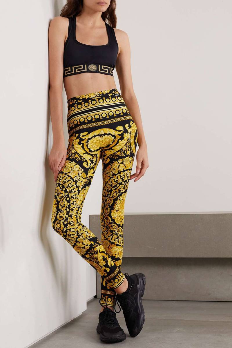 VERSACE Printed stretch-jersey leggings outlook