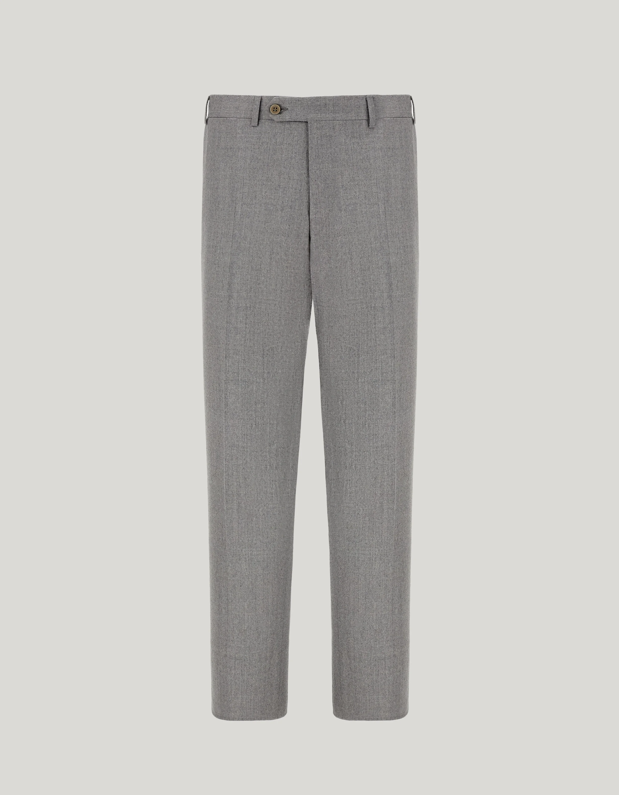 LIGHT GREY HIGH-WAIST FLAT-FRONT TROUSERS IN WOOL - 1