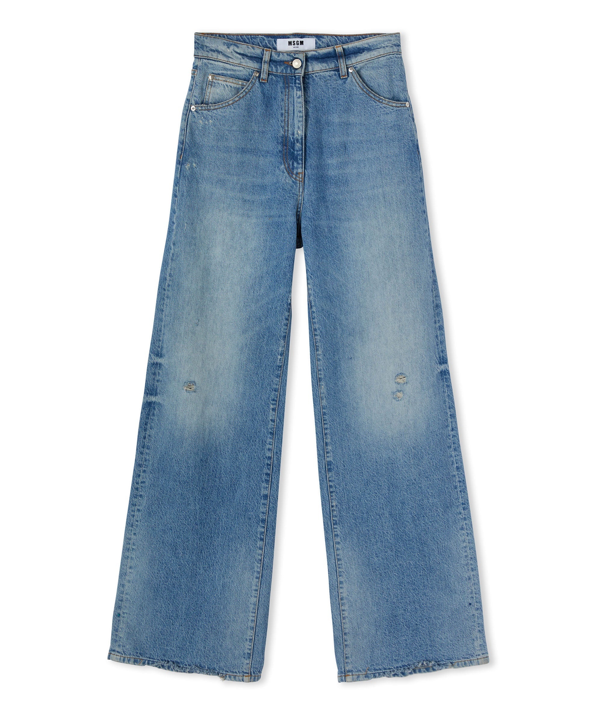 Solid color jeans with flared legs - 1
