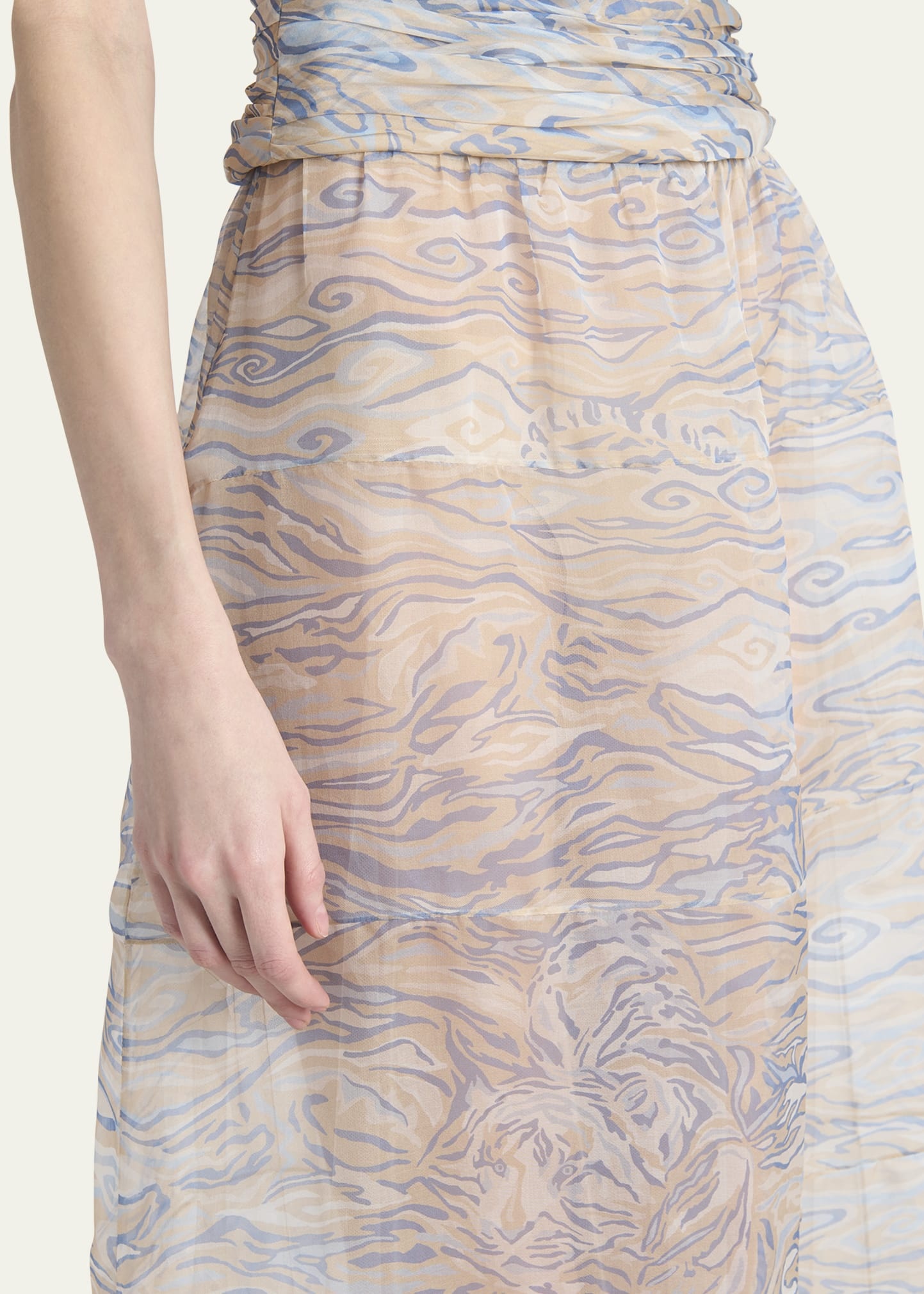 Abstract Semi-Sheer Maxi Skirt - 5