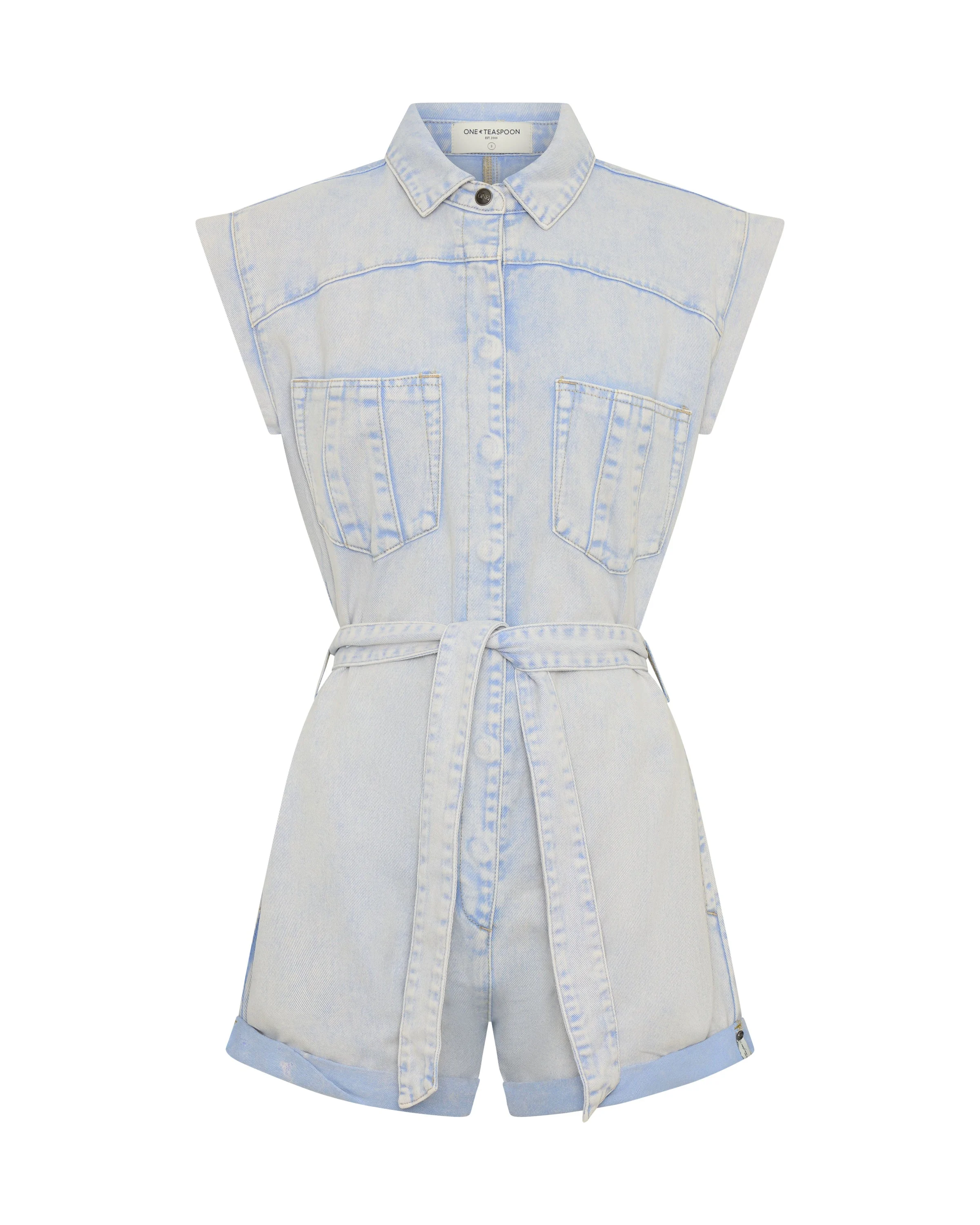 Bandit Aviator Mini Denim Jumpsuit - Lavender Blue - 1