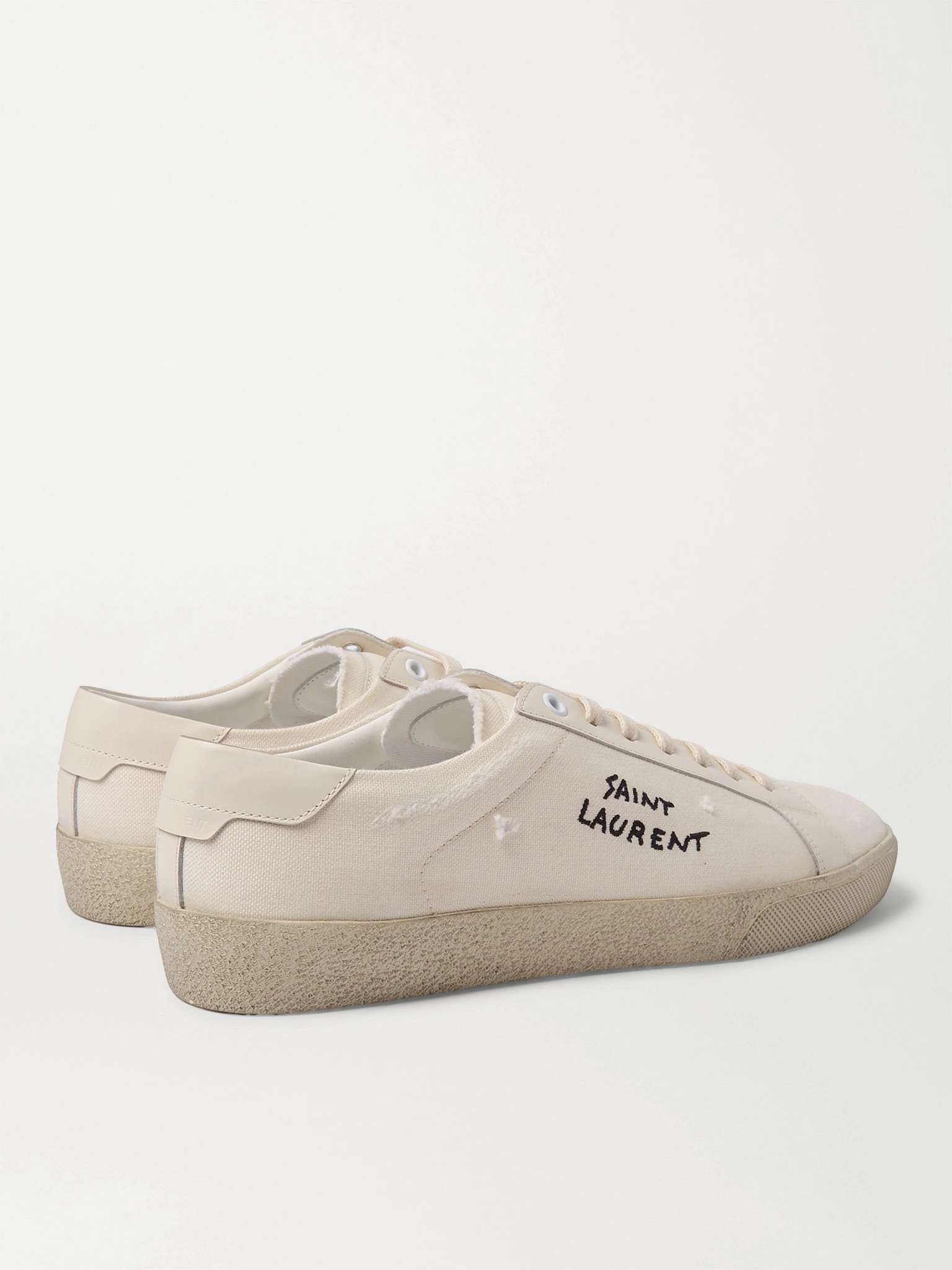 SL/06 Court Classic Leather-Trimmed Logo-Embroidered Distressed Canvas Sneakers - 5
