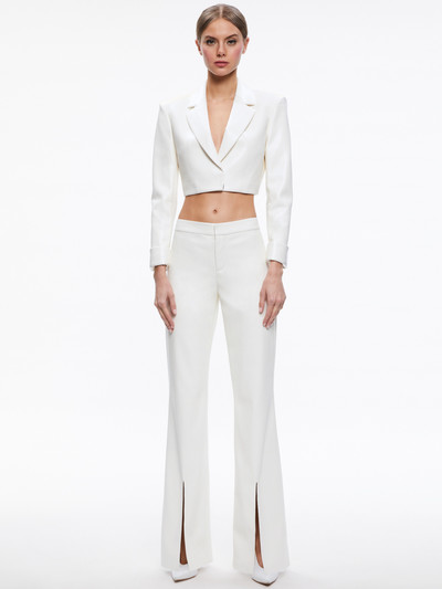 Alice + Olivia WALKER SLIM VEGAN LEATHER FRONT SLIT PANTS outlook