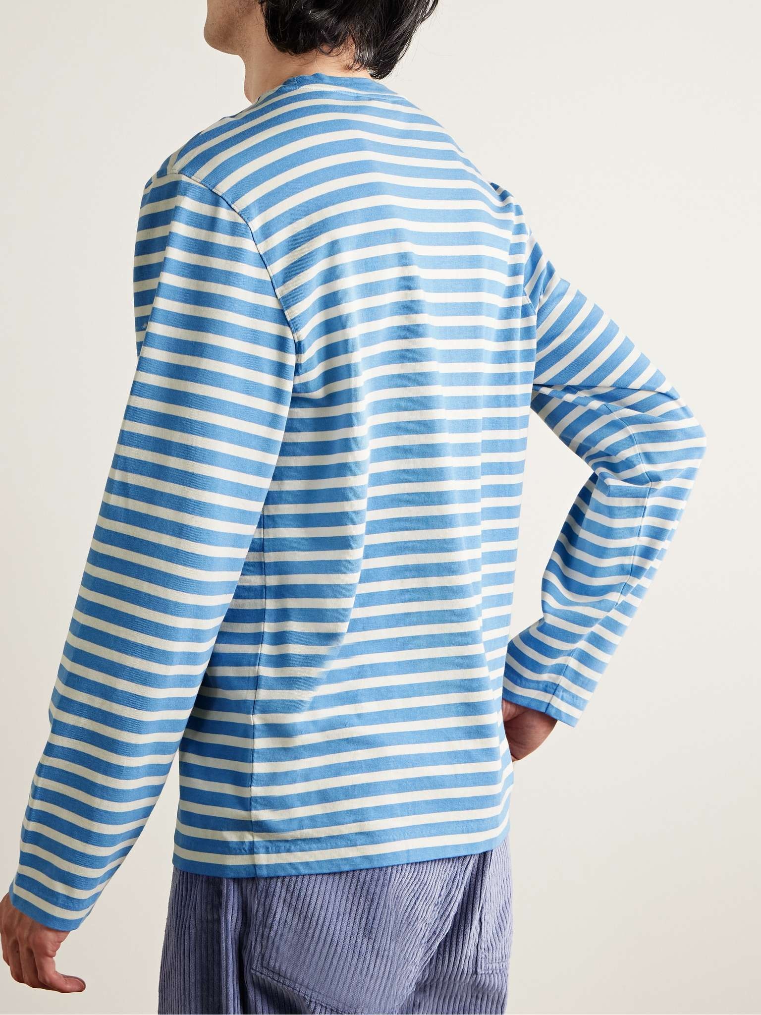 Logo-Appliquéd Striped Cotton-Jersey T-Shirt - 4