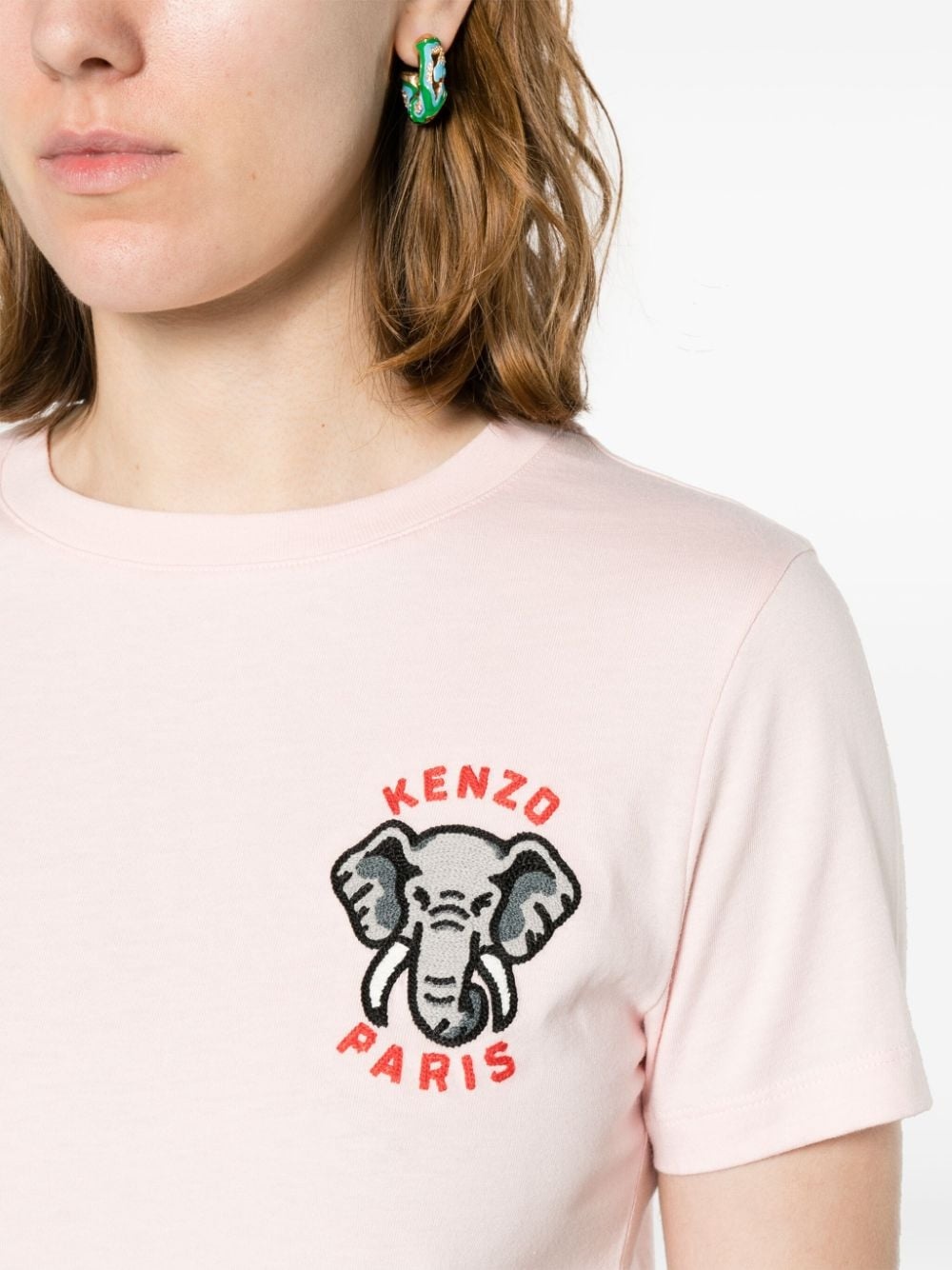 Elephant Crest-embroidered cotton T-shirt - 5