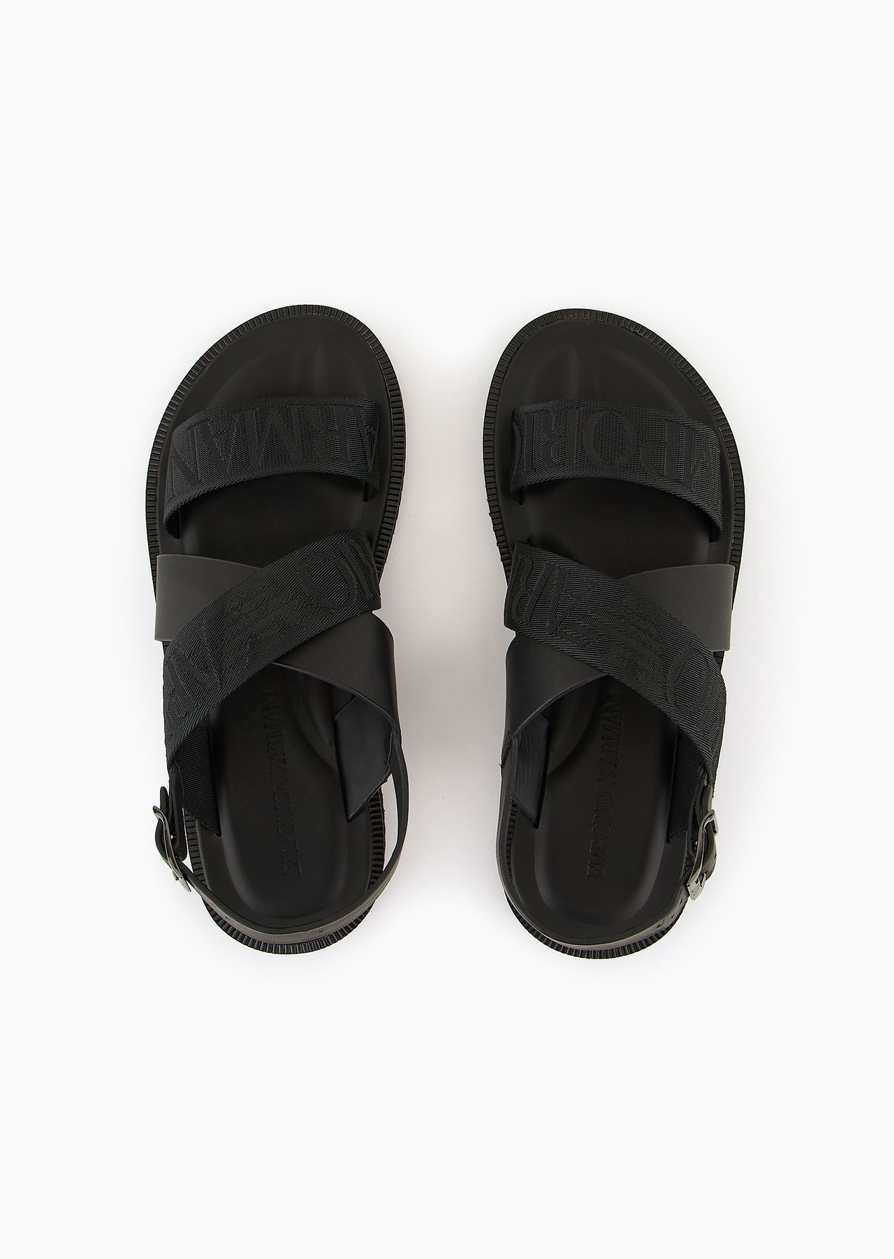 Leather cross-over sandals with logo tape - 3