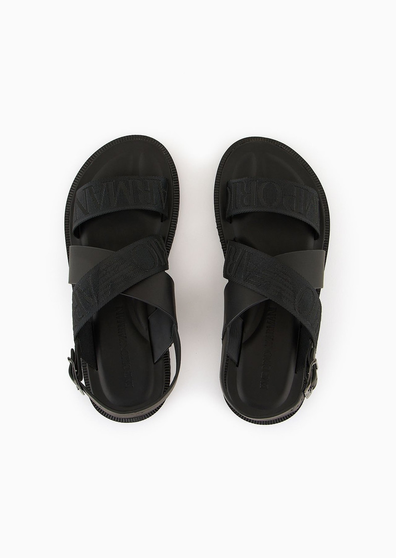 Leather cross-over sandals with logo tape 3
