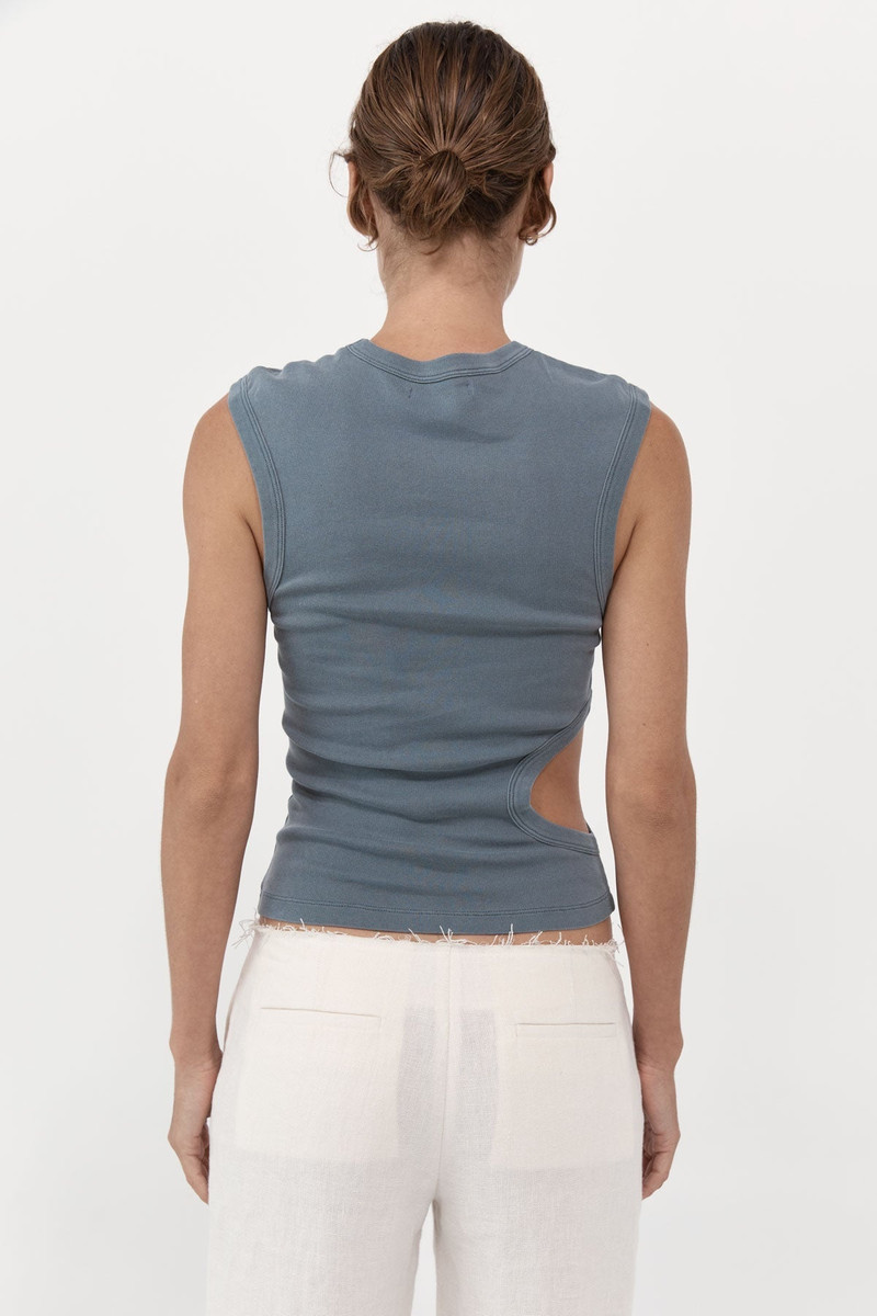 Organic Cotton Cut Out Tank - Diesel Grey 5