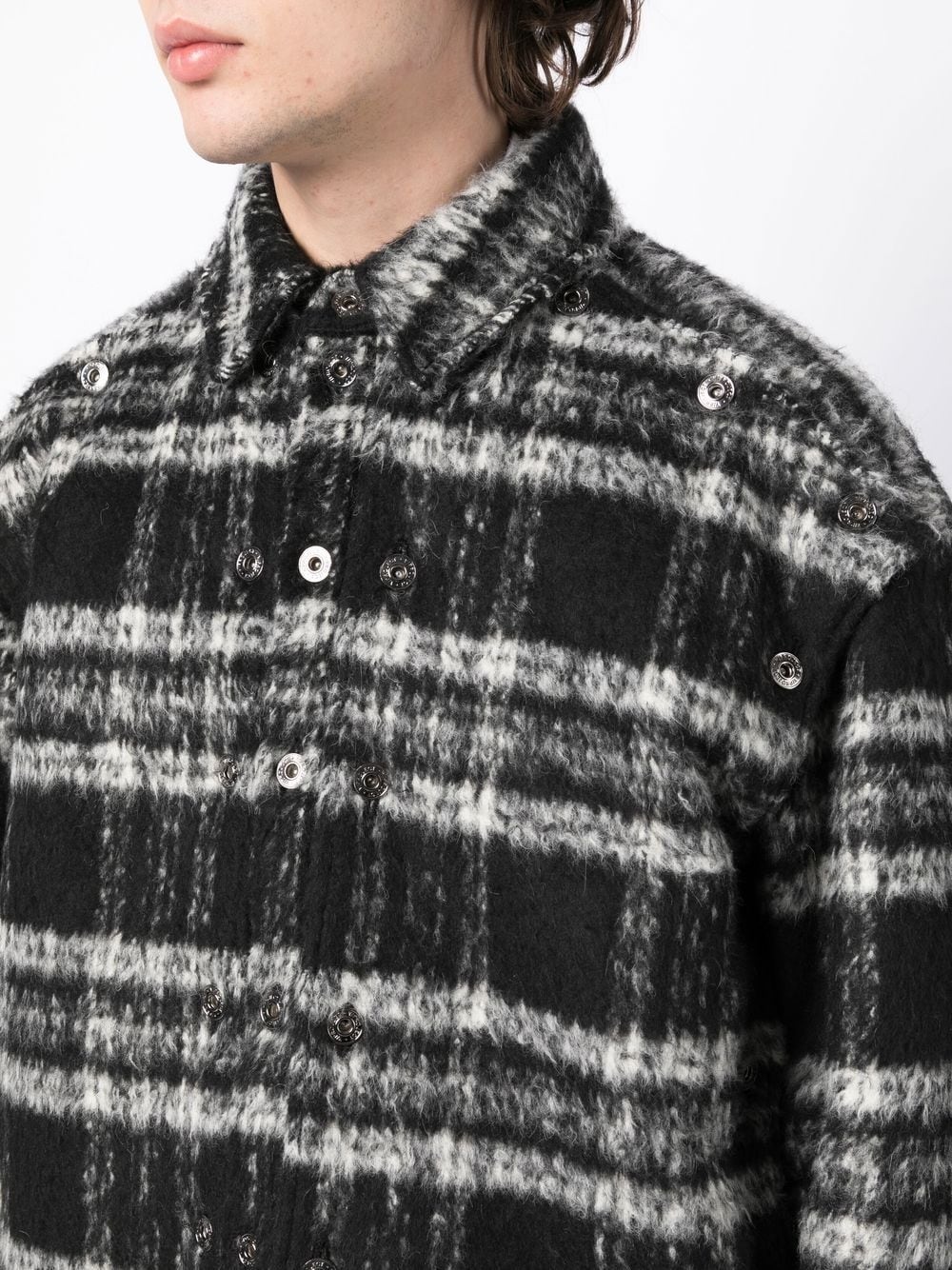 textured stripe-pattern shirt jacket - 5