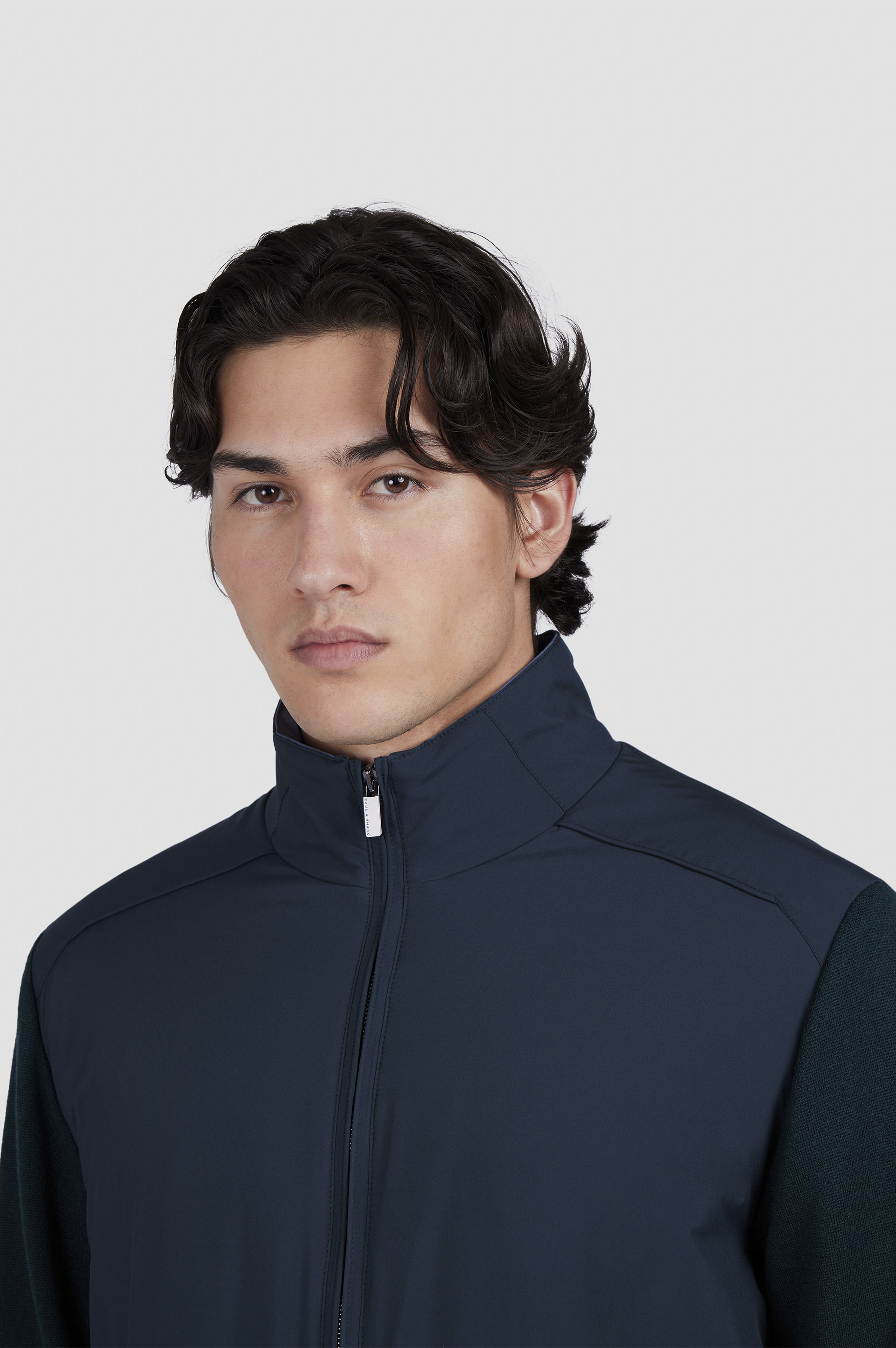 HYBRID ZIP-UP SWEATER IN SOFT COOL TOUCH WOOL AND TYPHOON® PLATINUM - 4