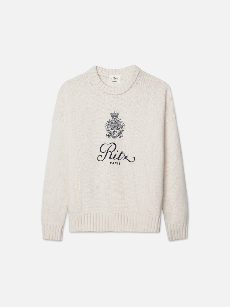 Ritz Unisex Cashmere Sweater in Off White 1
