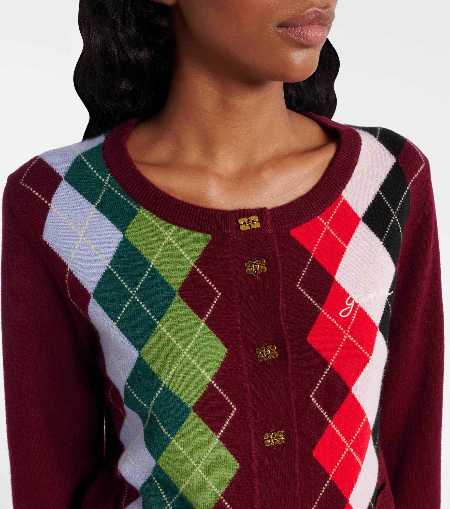 Argyle wool and cashmere cardigan - 4