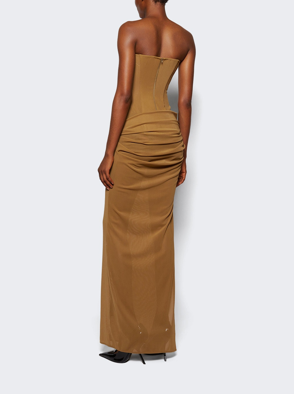 Strapless Longline Corset Column Khaki - 4