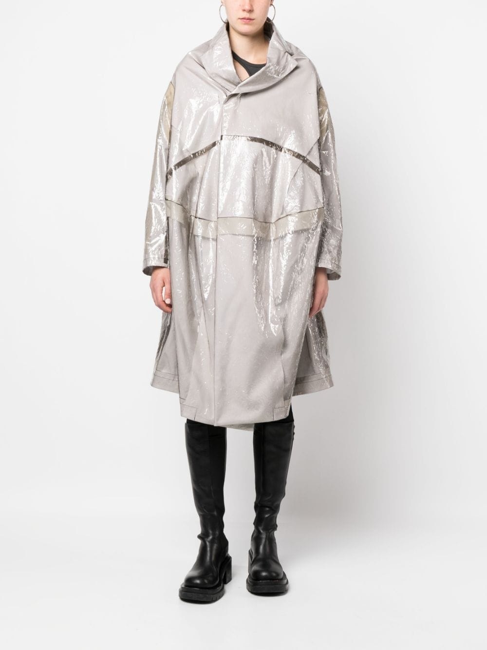 asymmetric embossed raincoat - 2