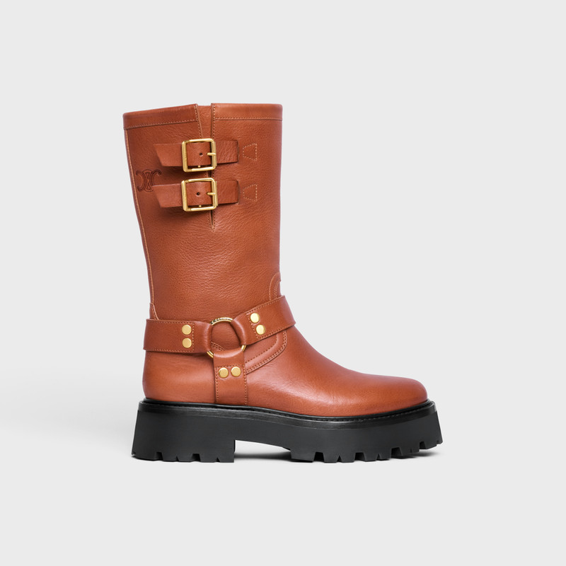 CELINE BULKY MID BIKER BOOT WITH HARNESS in Calfskin 1