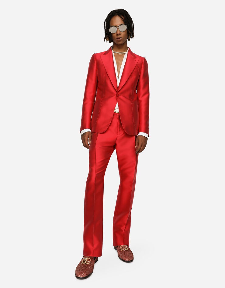 Oversize silk jacquard shirt with all-over DG logo - 1