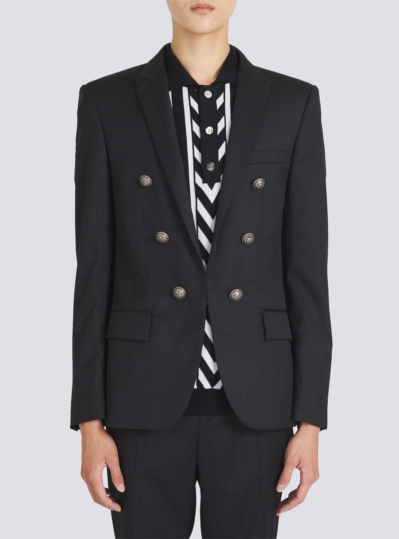 Wool blazer with double-breasted silver-tone buttoned fastening 6