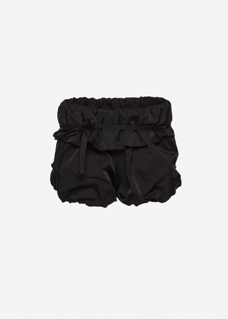 Bubble silk shorts with ruffle waist in black 1