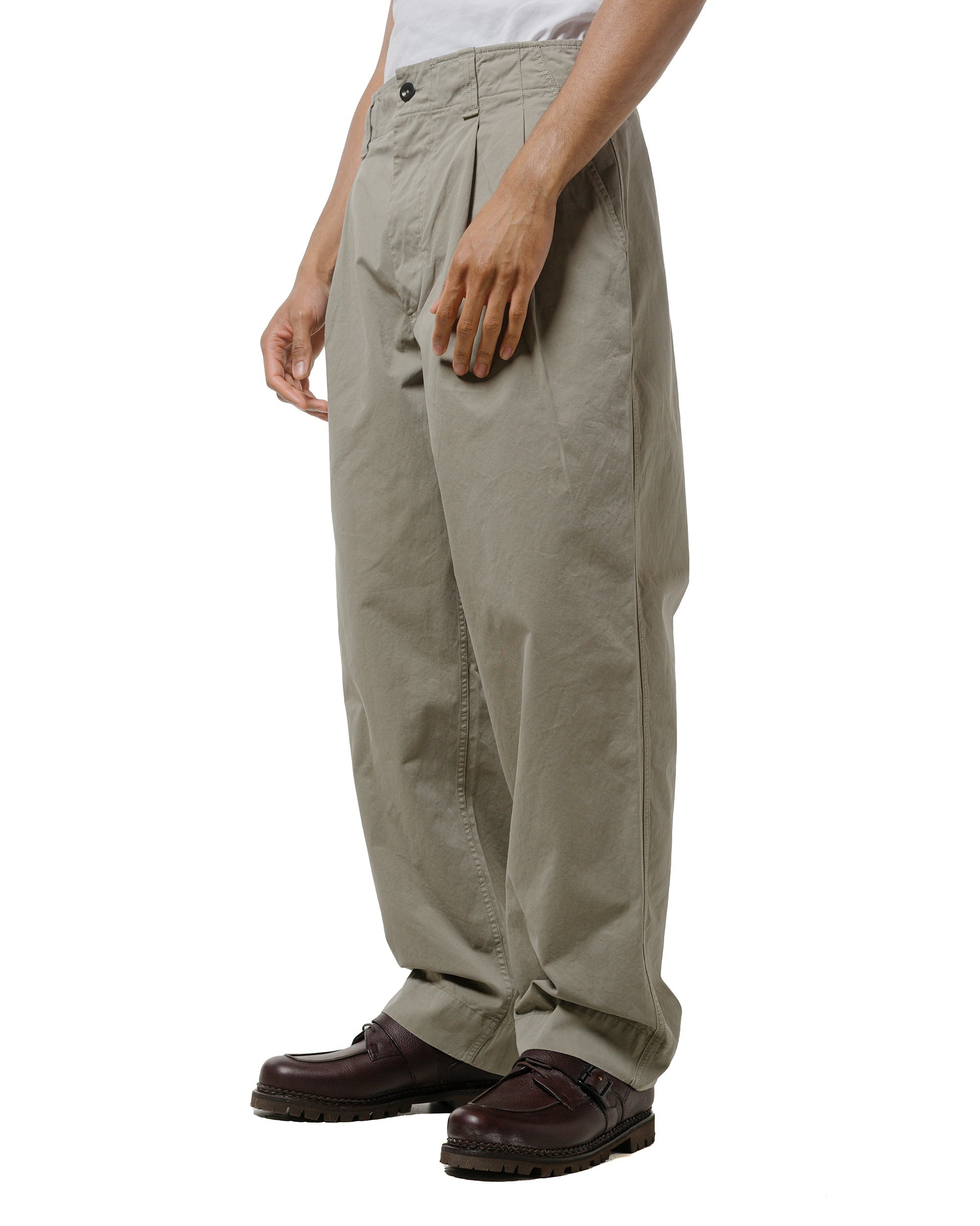MHL Stitch Pleat Trouser Tough Cotton Twill Eucalyptus - 2