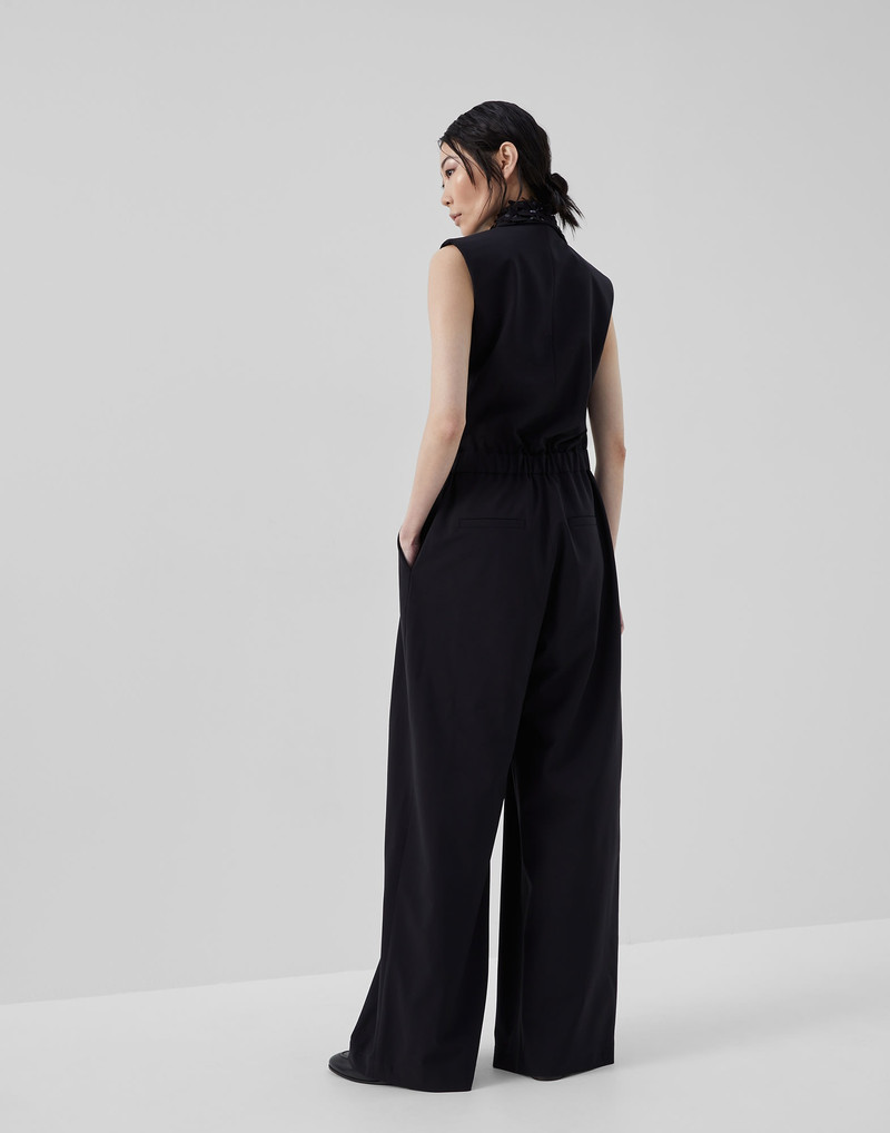 Brunello Cucinelli Tropical luxury wool jumpsuit with jazz droplet revers outlook
