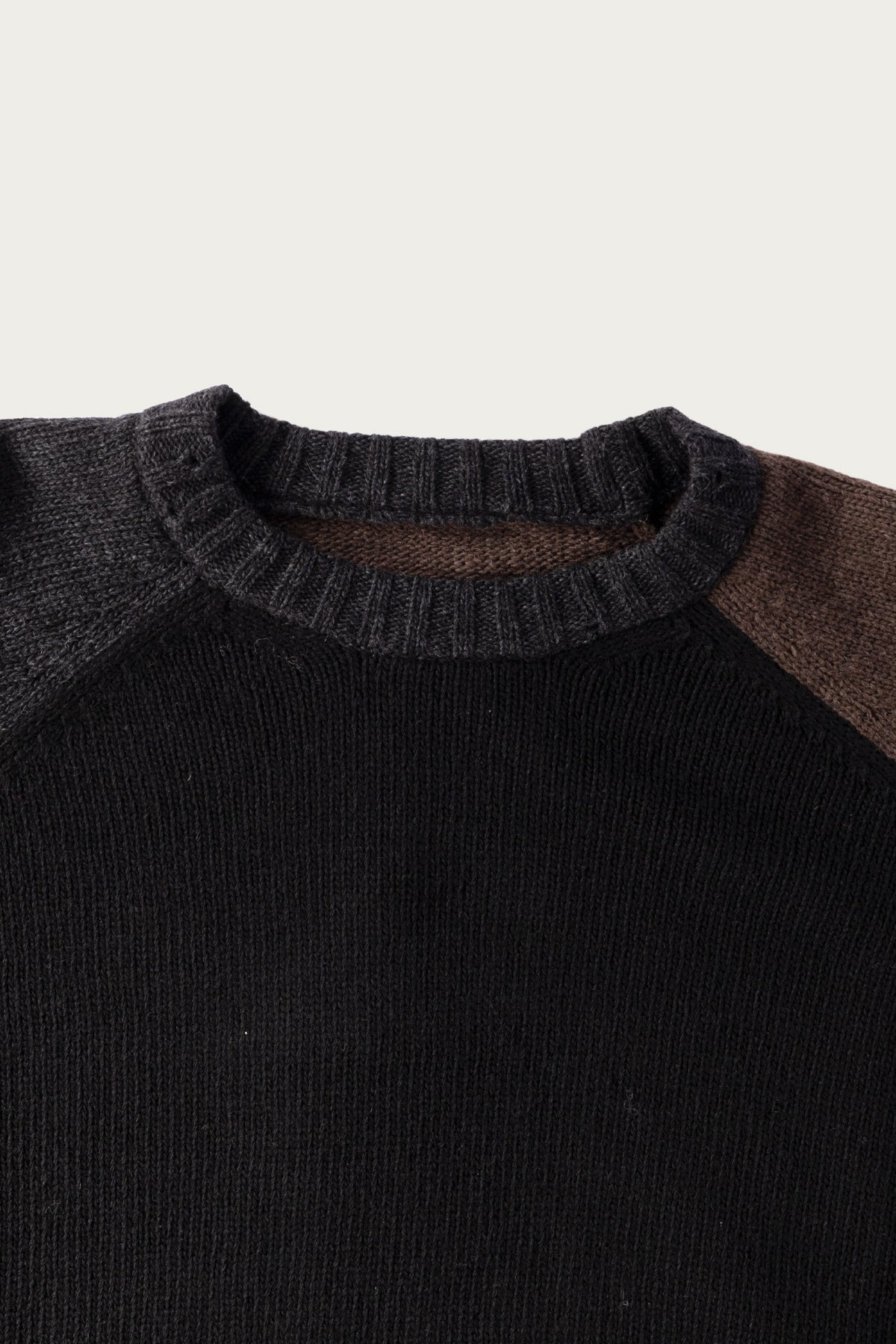 Two-Tone Crewneck Sweater - Black/Brown - 2
