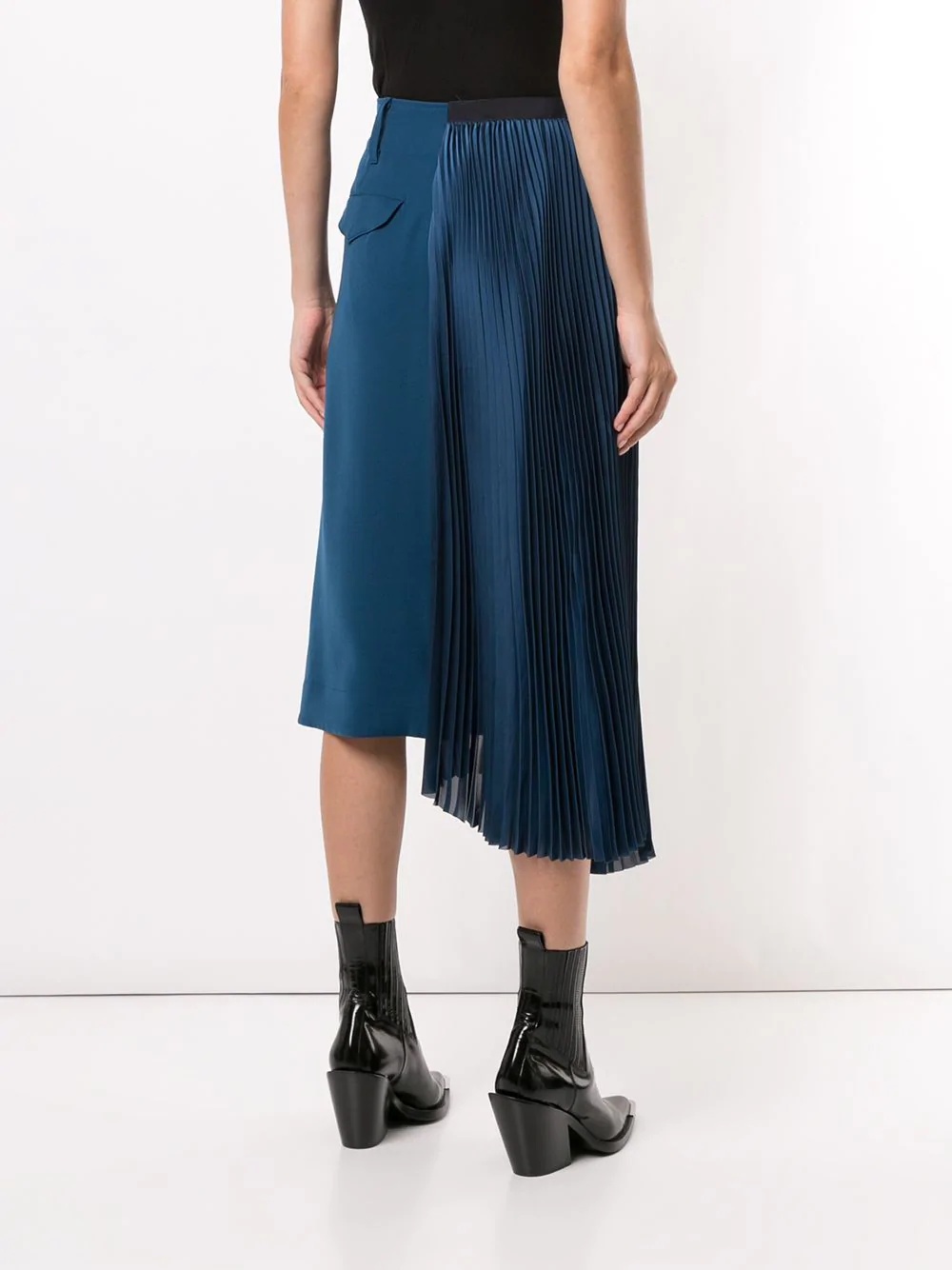 asymmetric pleated midi skirt - 4