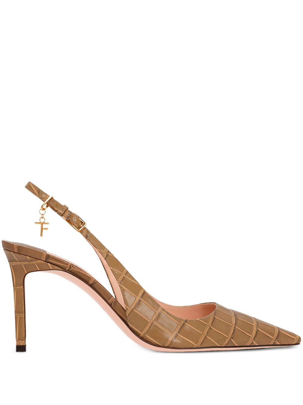 Angelina slingback crocodile-embossed pumps - 1