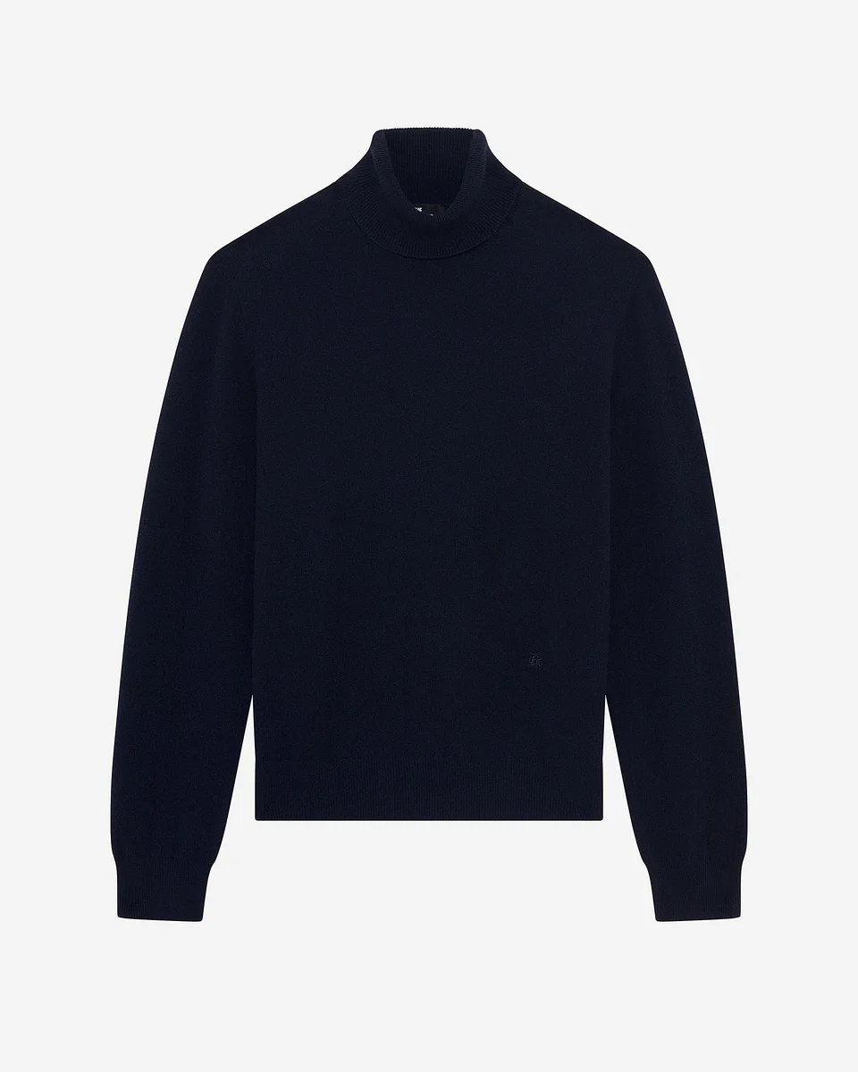 NAVY CASHMERE TURTLENECK SWEATER - 1
