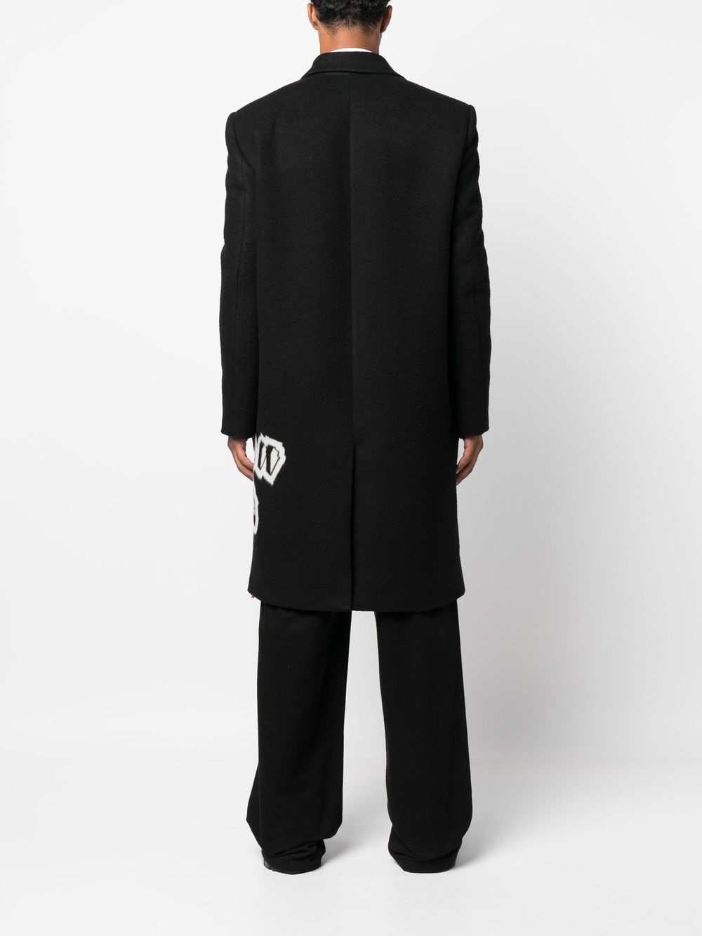intarsia-graffiti logo single-breasted coat - 4