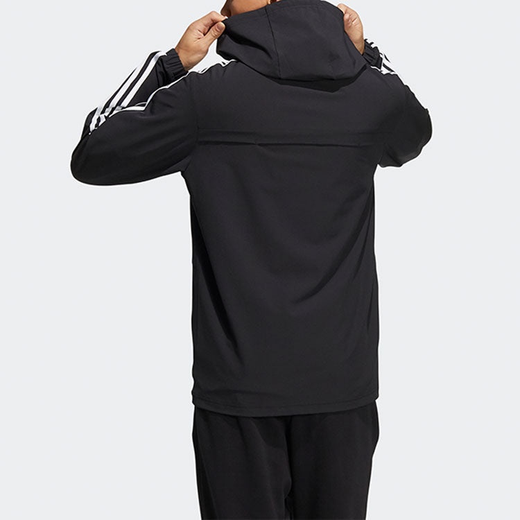 adidas neo Stripe Hooded Jacket Black HD4670 - 3