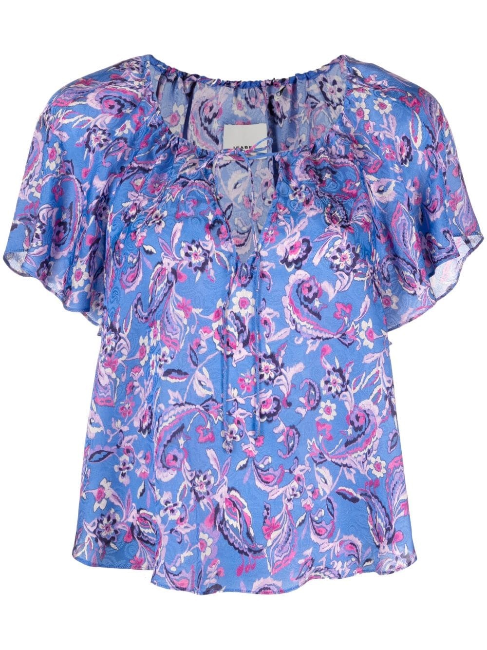 floral-print short-sleeve blouse - 1